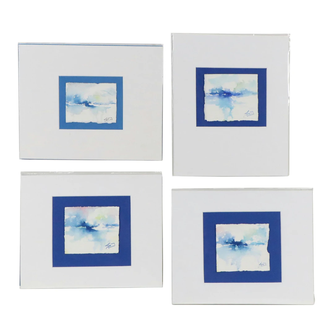 Set of Sue Dion Abstract Watercolor Paintings, 21st Century