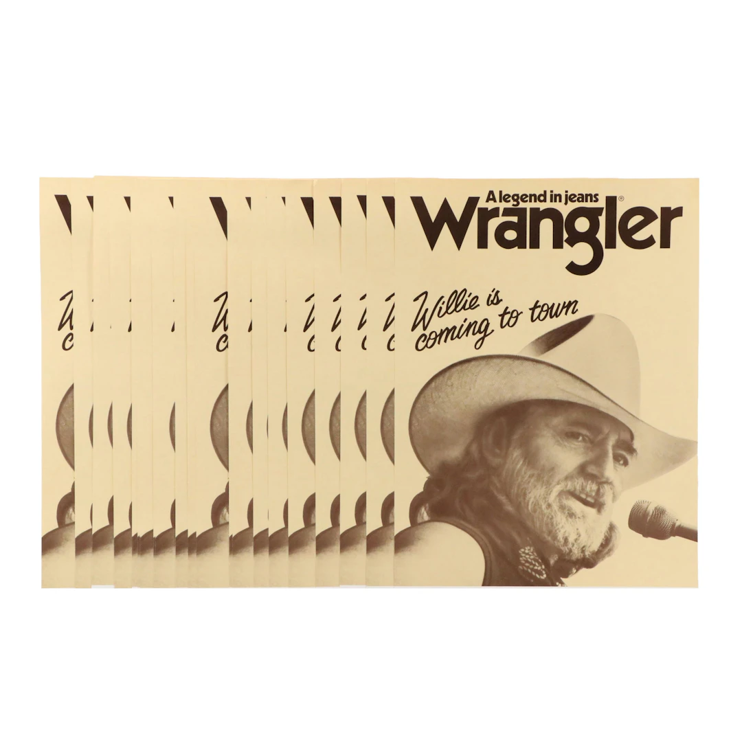 Vintage Willie Nelson Wrangler Advertisements "Willie Is Coming to Town," 1988