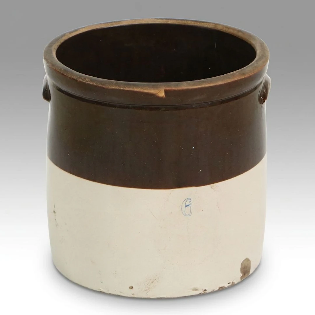 Rustic 6-Gallon Dip Glaze Stoneware Crock