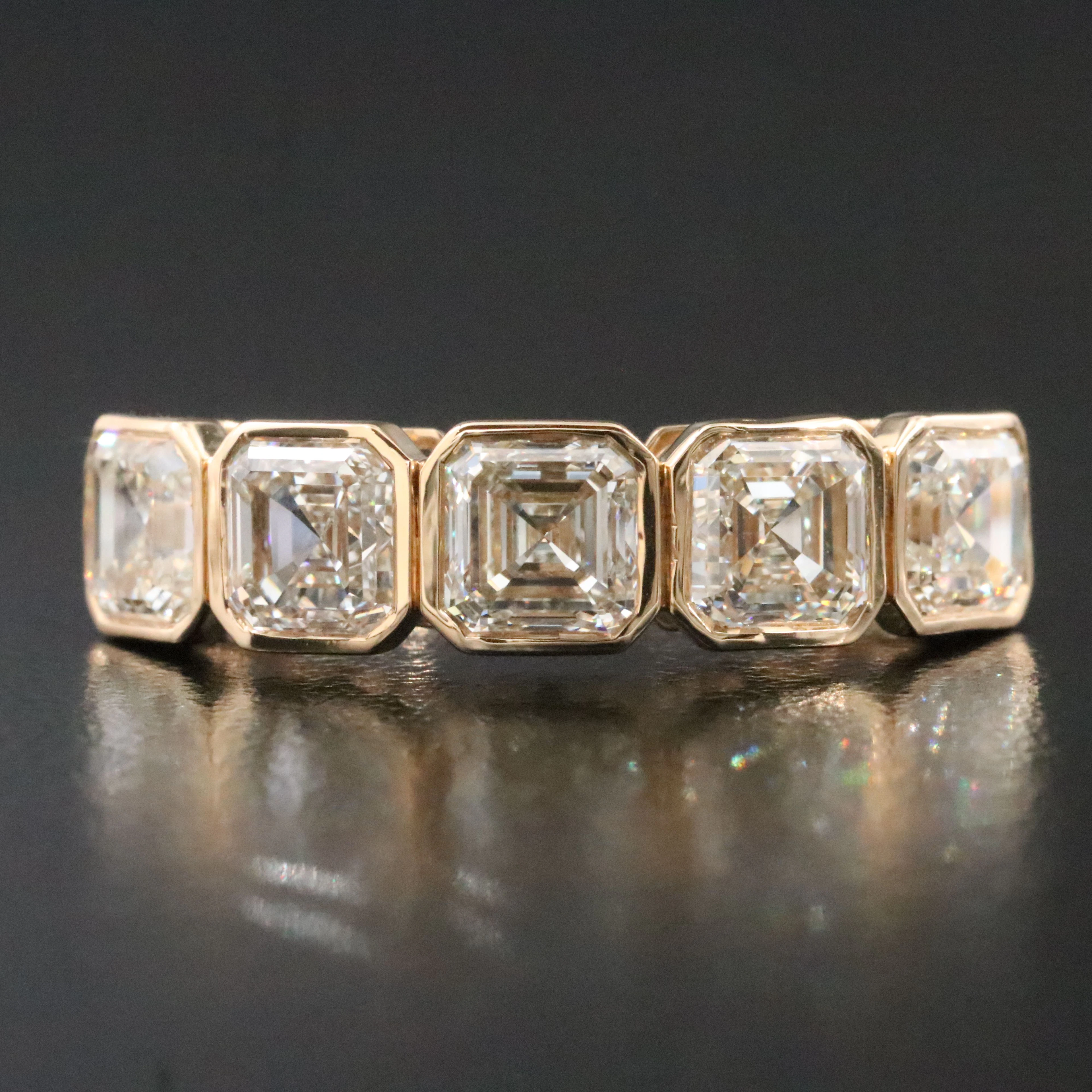 18K 3.50 CTW Diamond Five Stone Ring with GIA Reports
