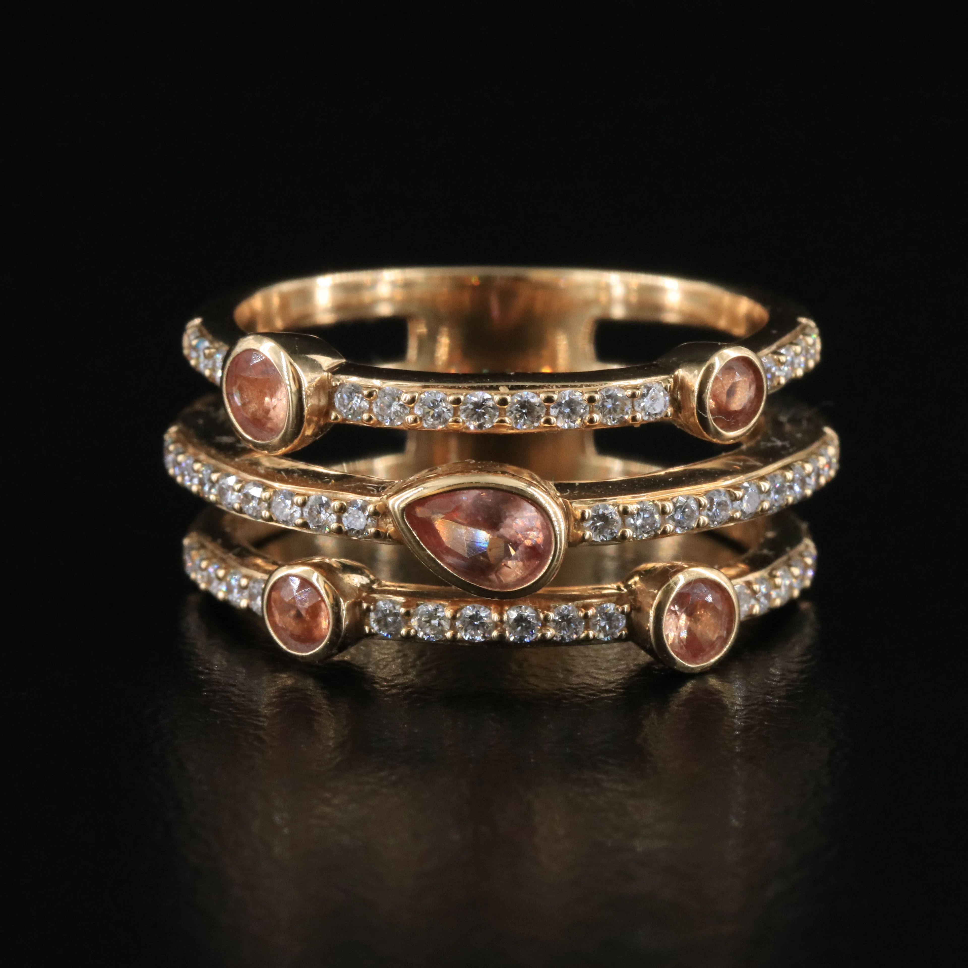 Chromia 18K Rhodochrosite and Diamond Ring with IGI Evaluation Report