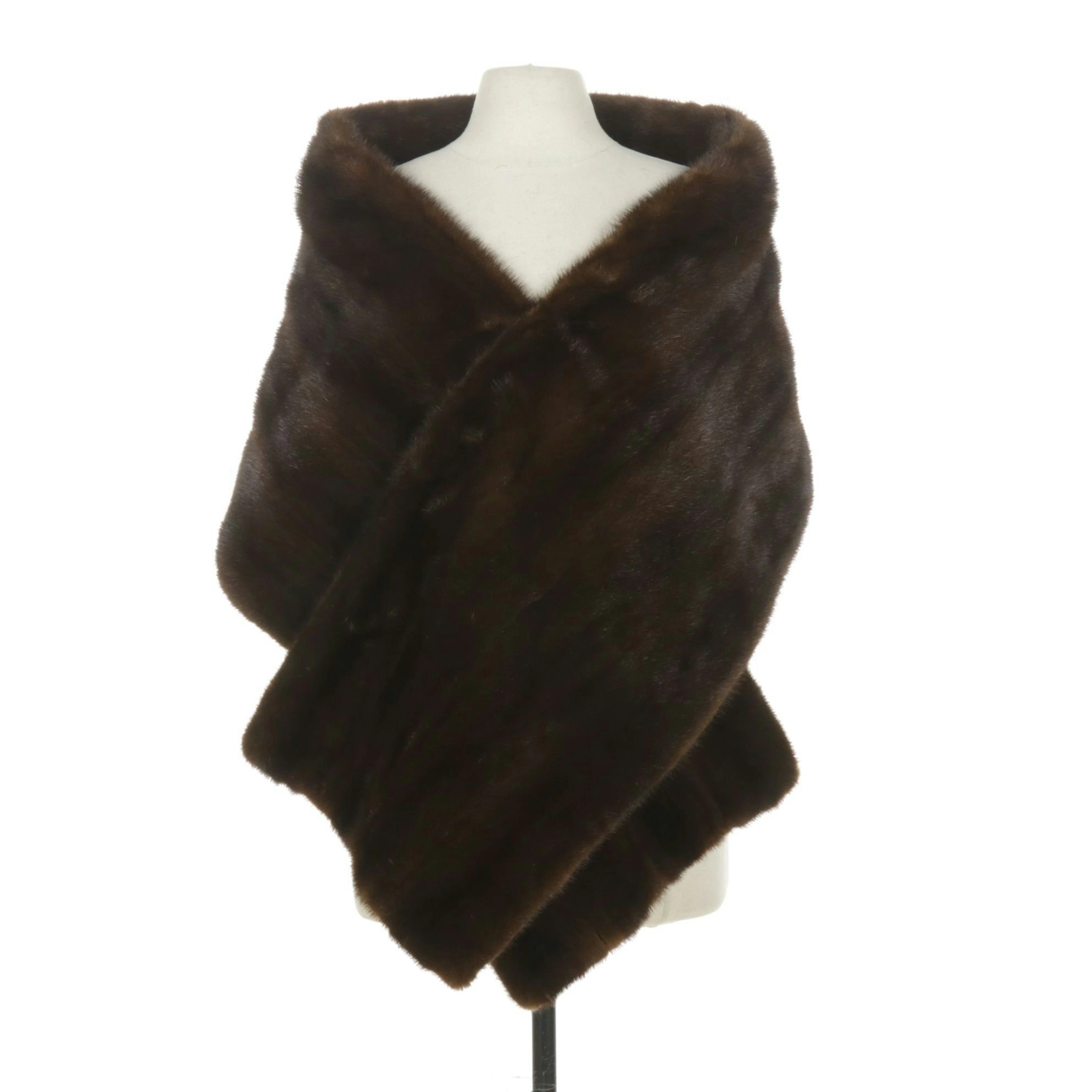 76" Mahogany Mink Fur Straight Stole