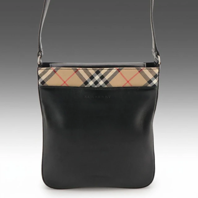 Burberry Crossbody Bag in Black Leather and Nova Check Canvas