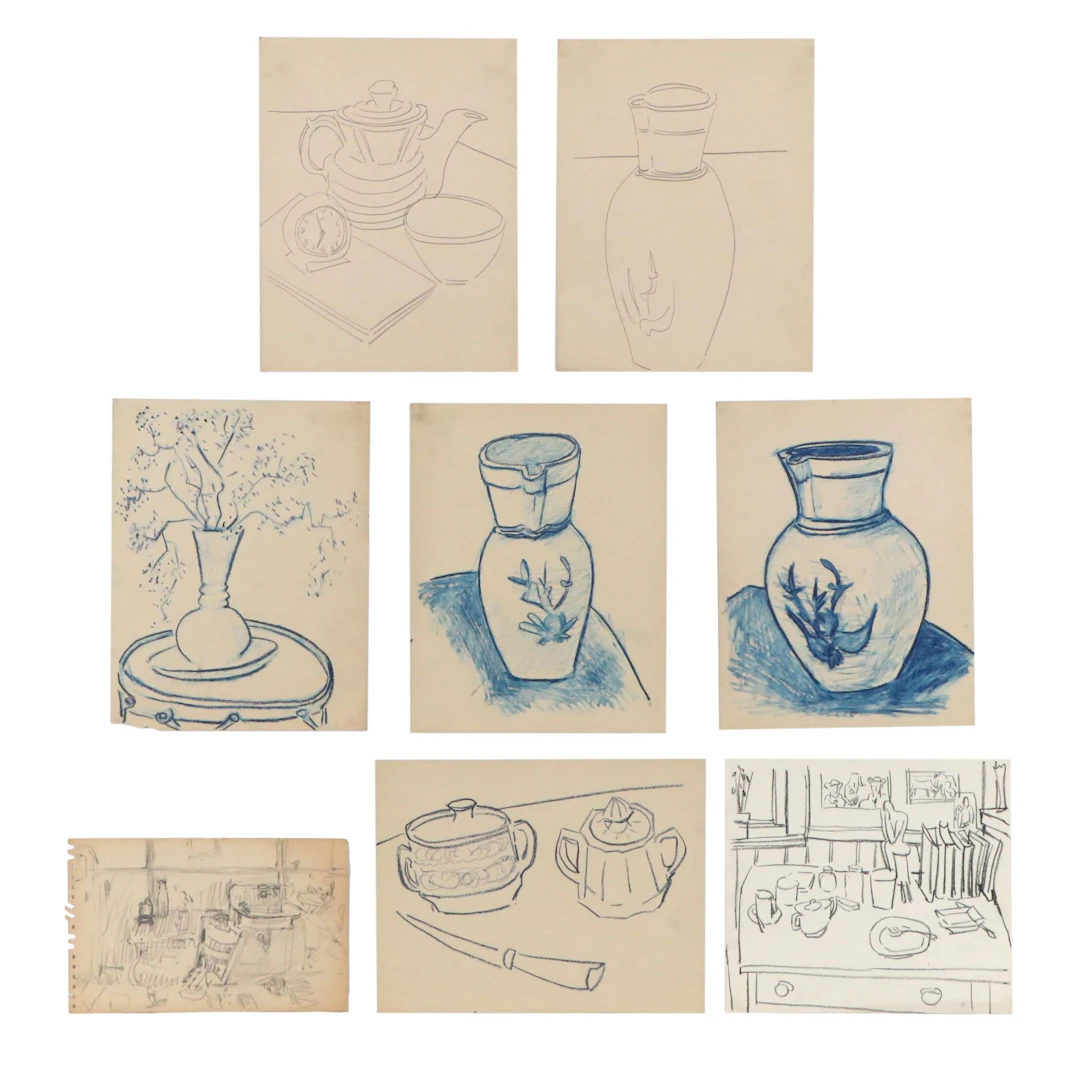 Achillo “Achi” Sullo Pastel and Graphite Drawings of Still Life