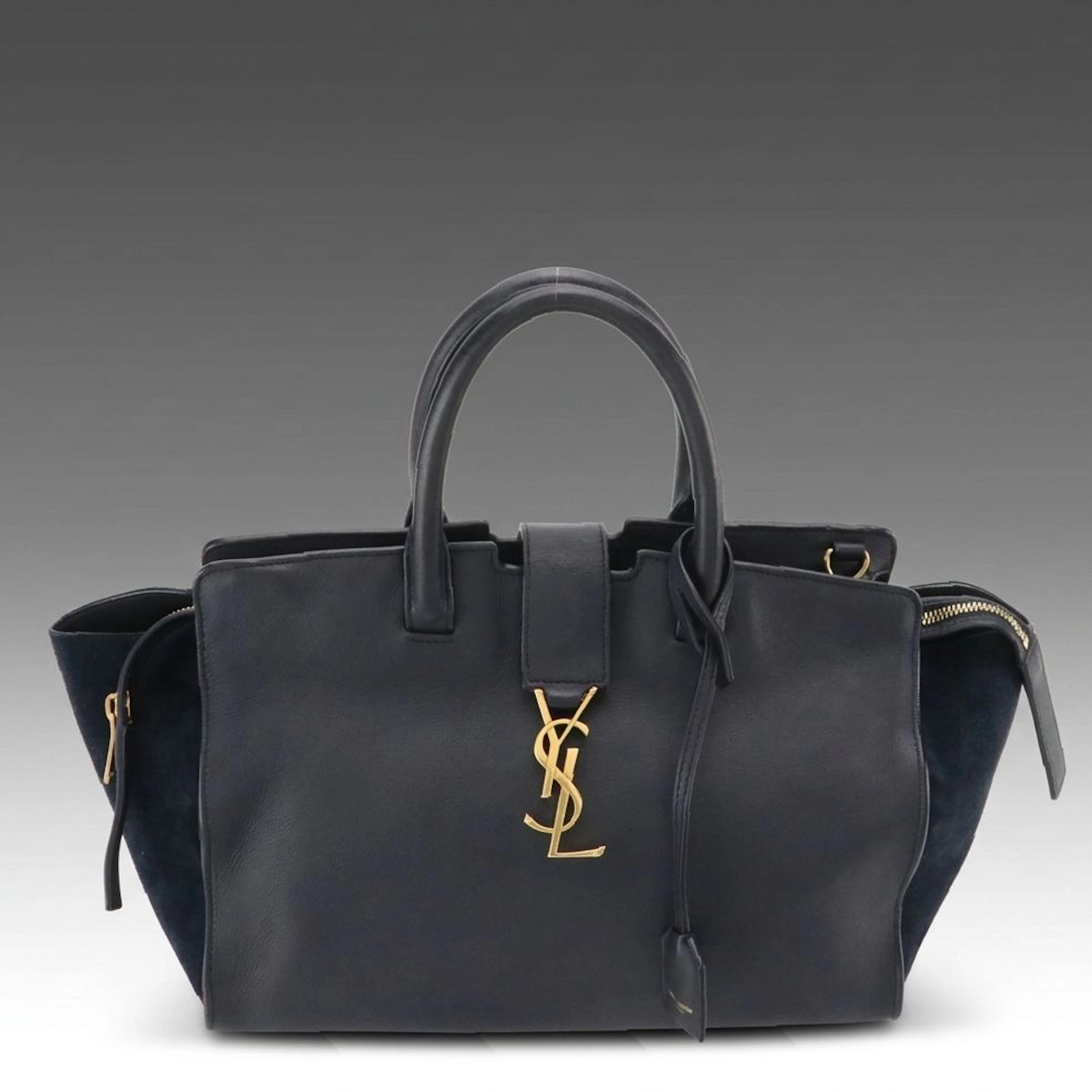 Saint Laurent Downtown Cabas Two-Way Satchel in Calfskin Leather and Suede