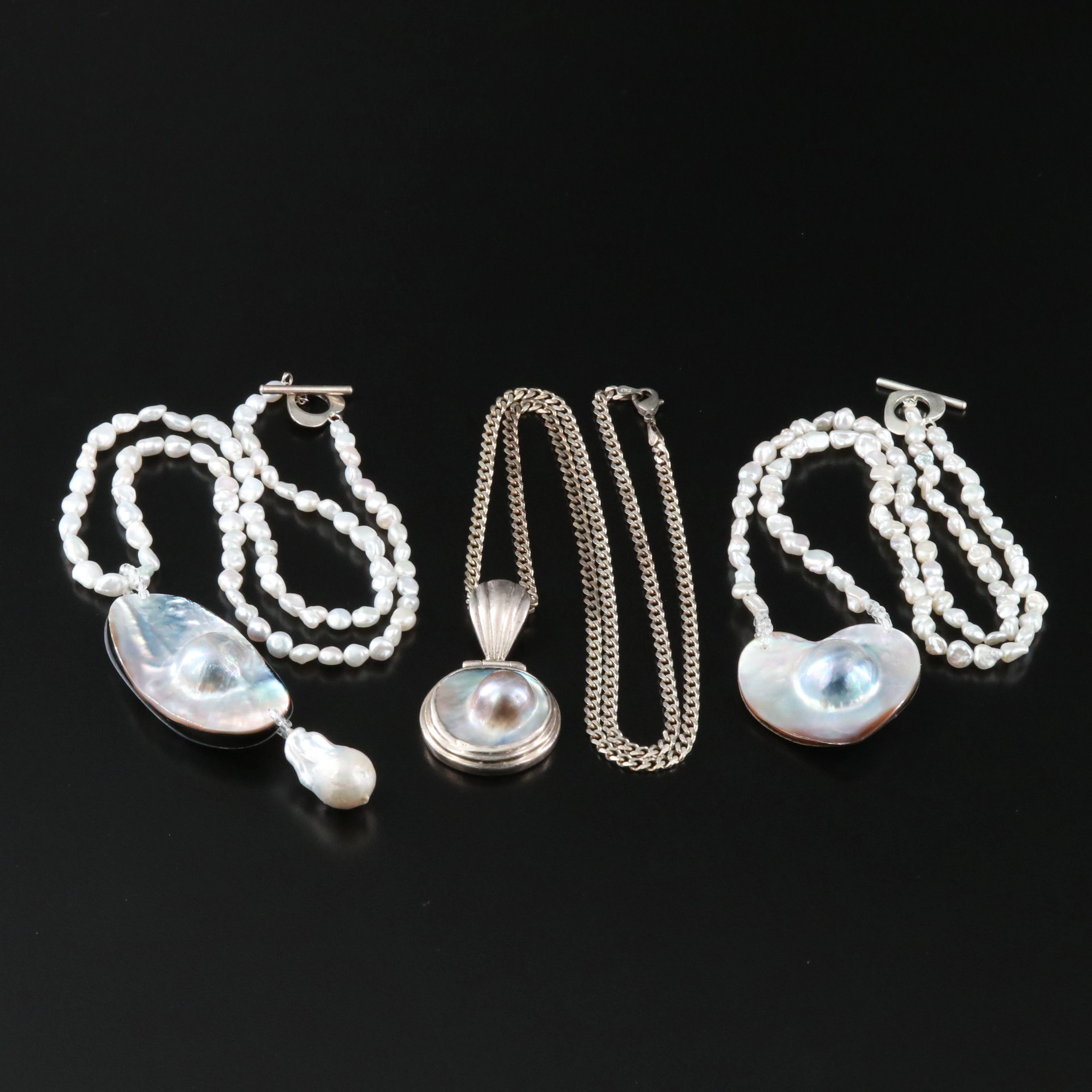 Pearl Necklaces Featuring Sterling