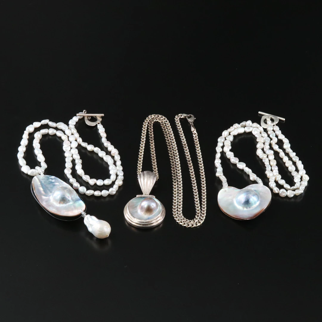 Pearl Necklaces Featuring Sterling