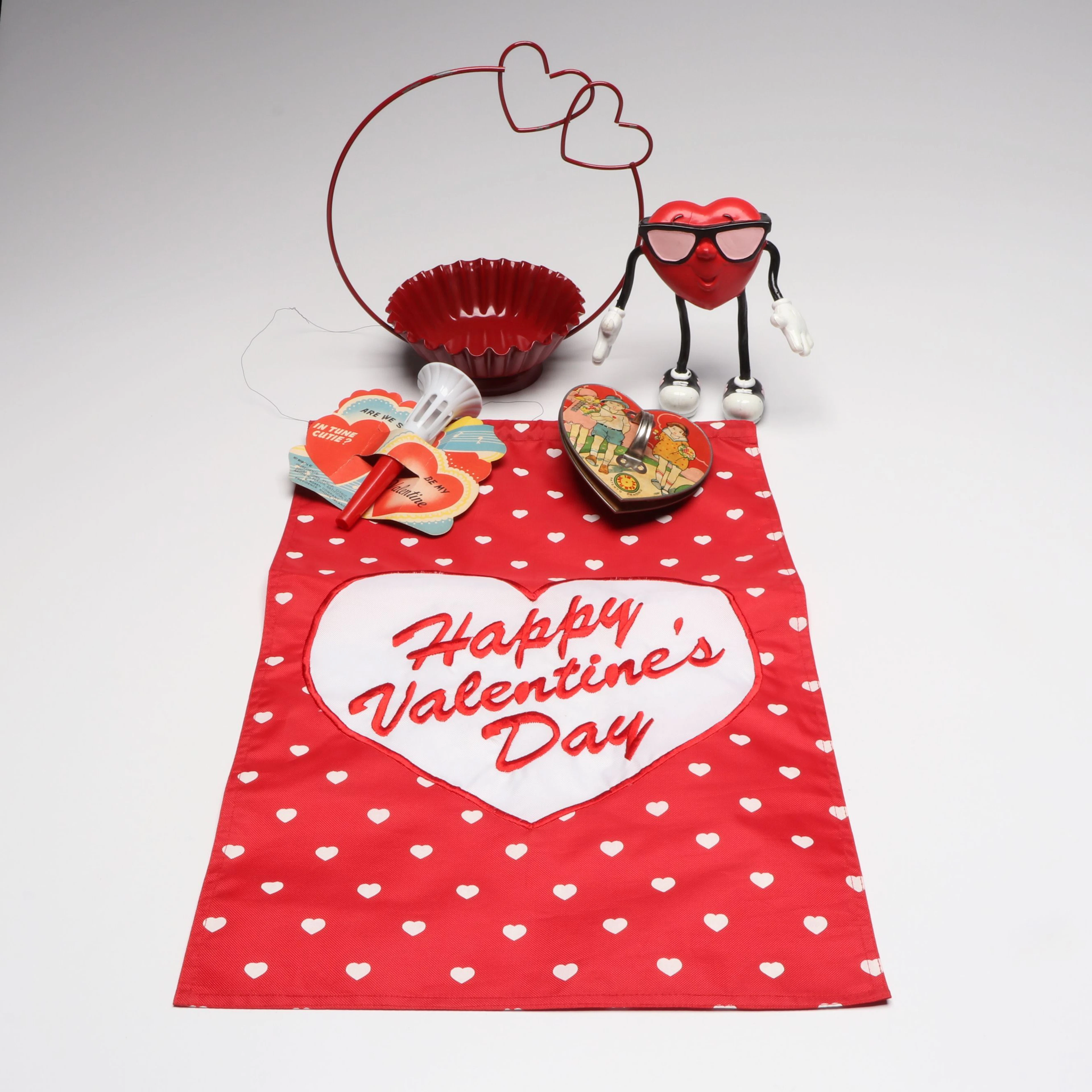 Valentine's Day Heart Figure with Other Vintage Decor