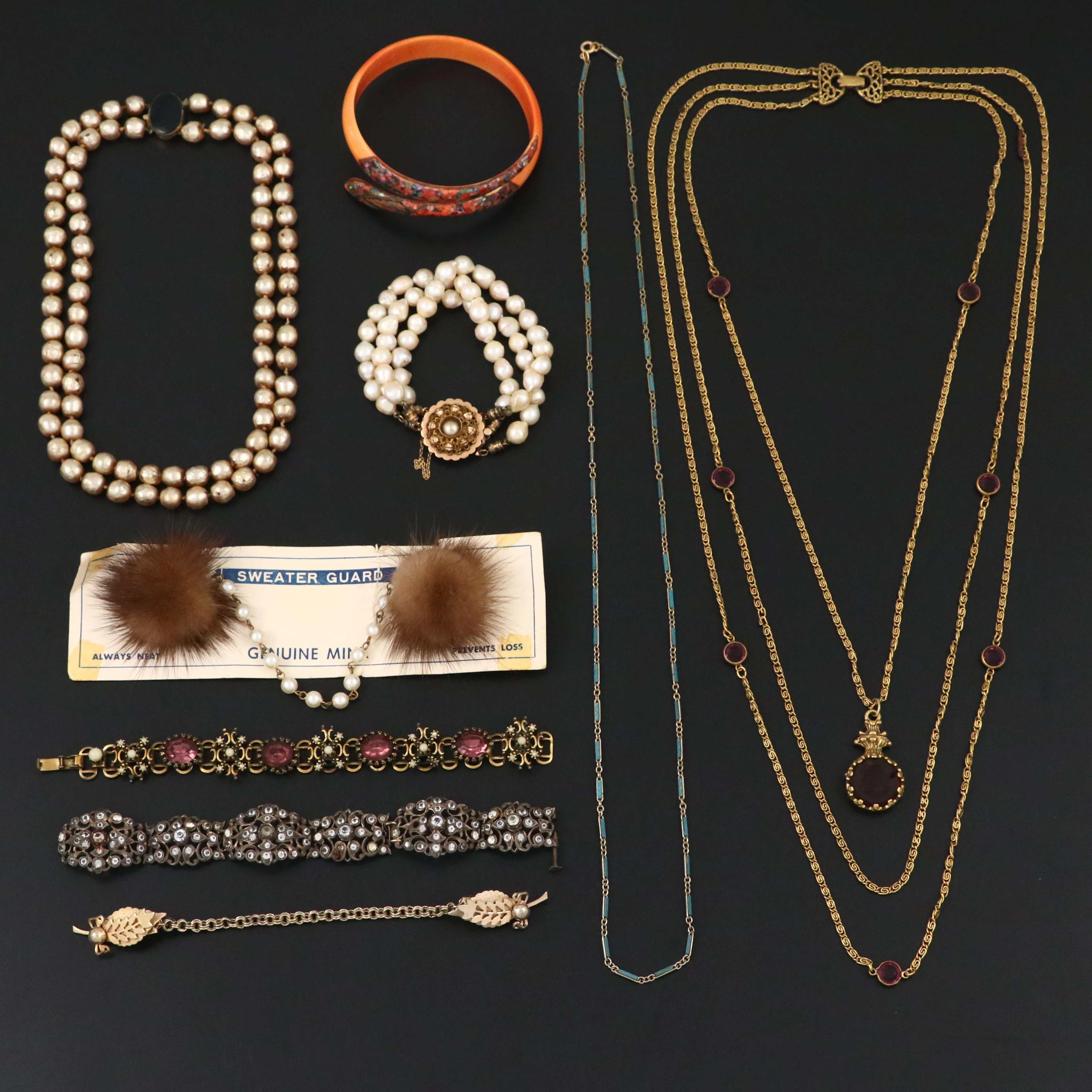 Paste, Goldette and Sweater Chain Featured in Vintage Jewelry