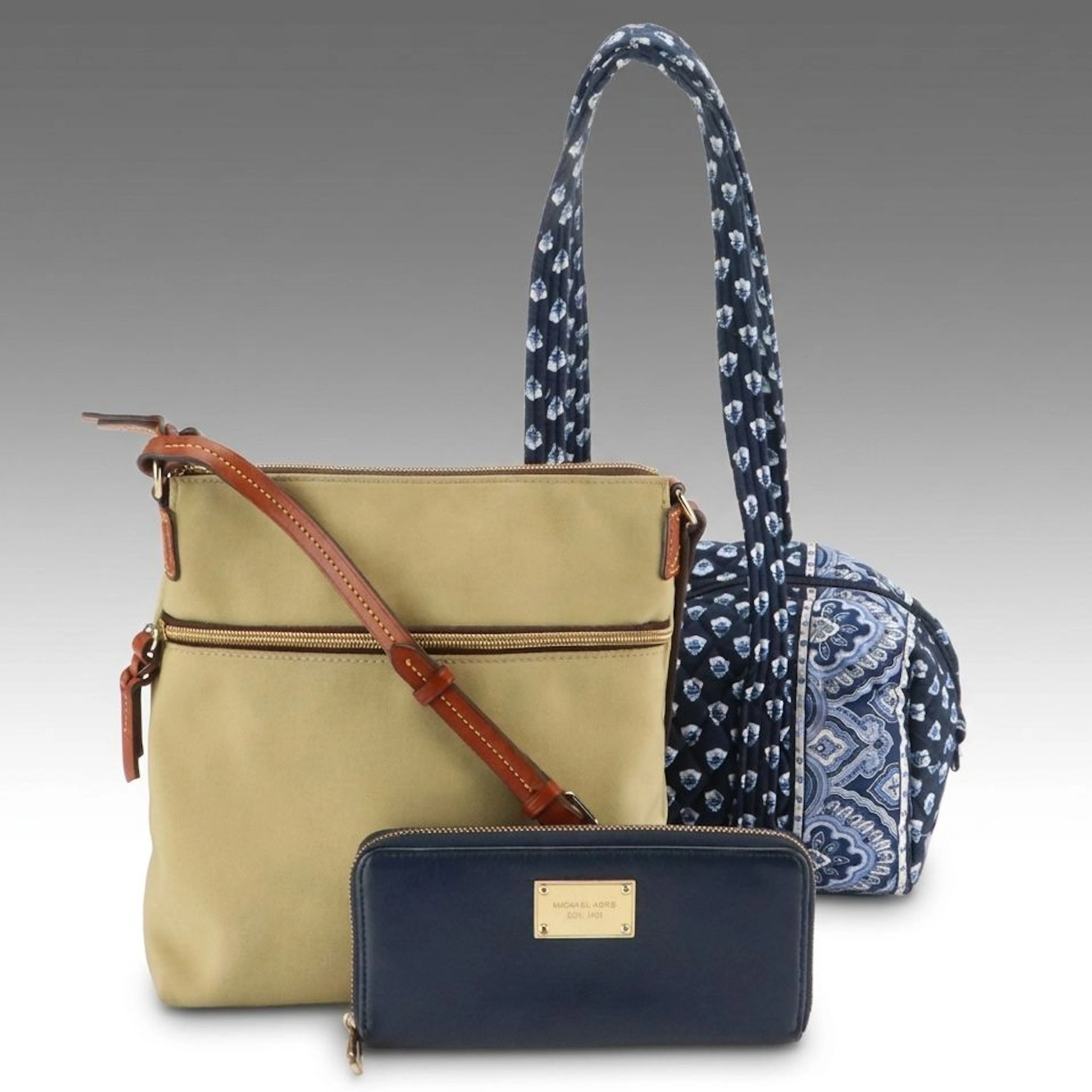 Michael Kors Leather Zip Wallet, Vera Bradley Nantucket Bag, Other Canvas Bag