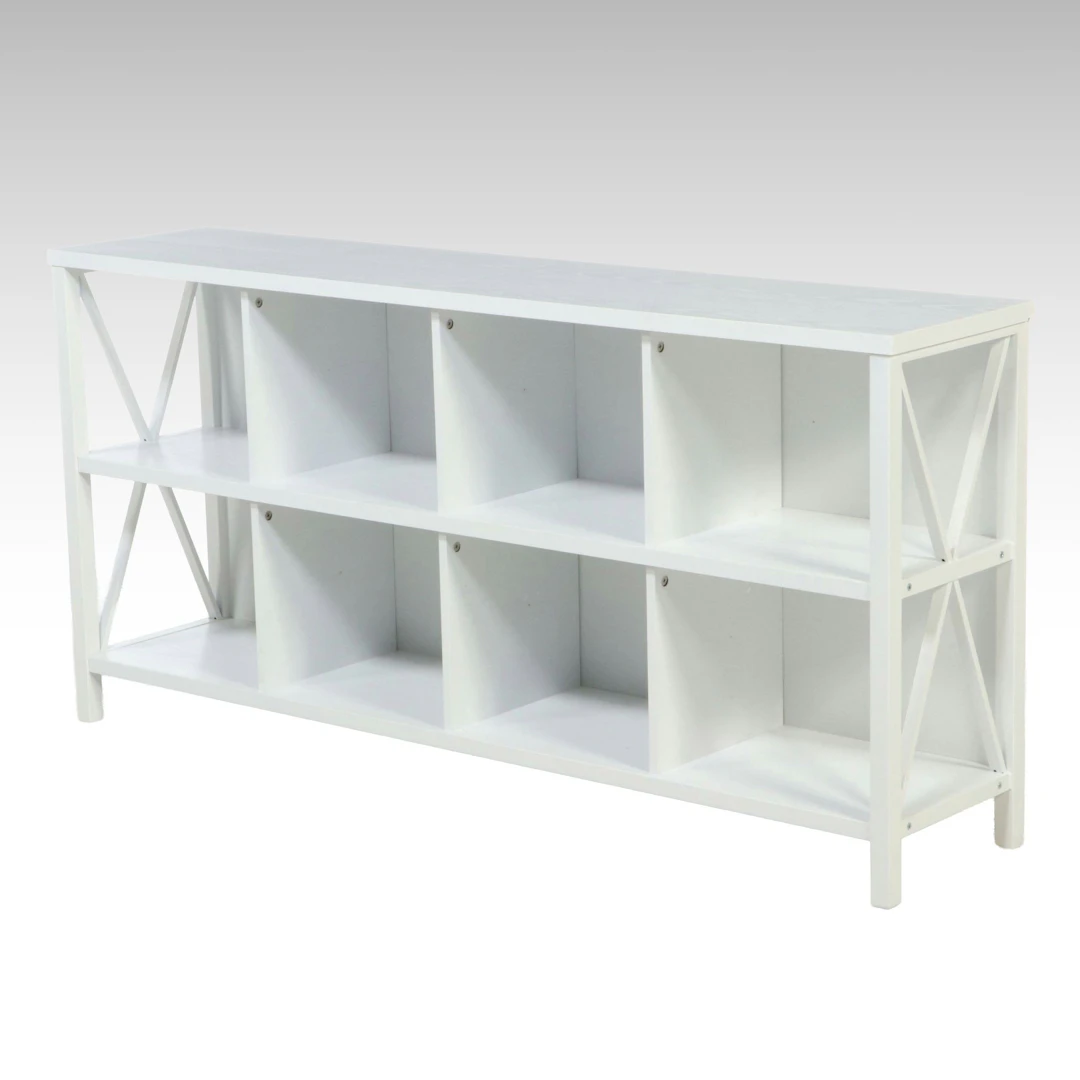Modern White Cubed Console Bookcase, 21st Century