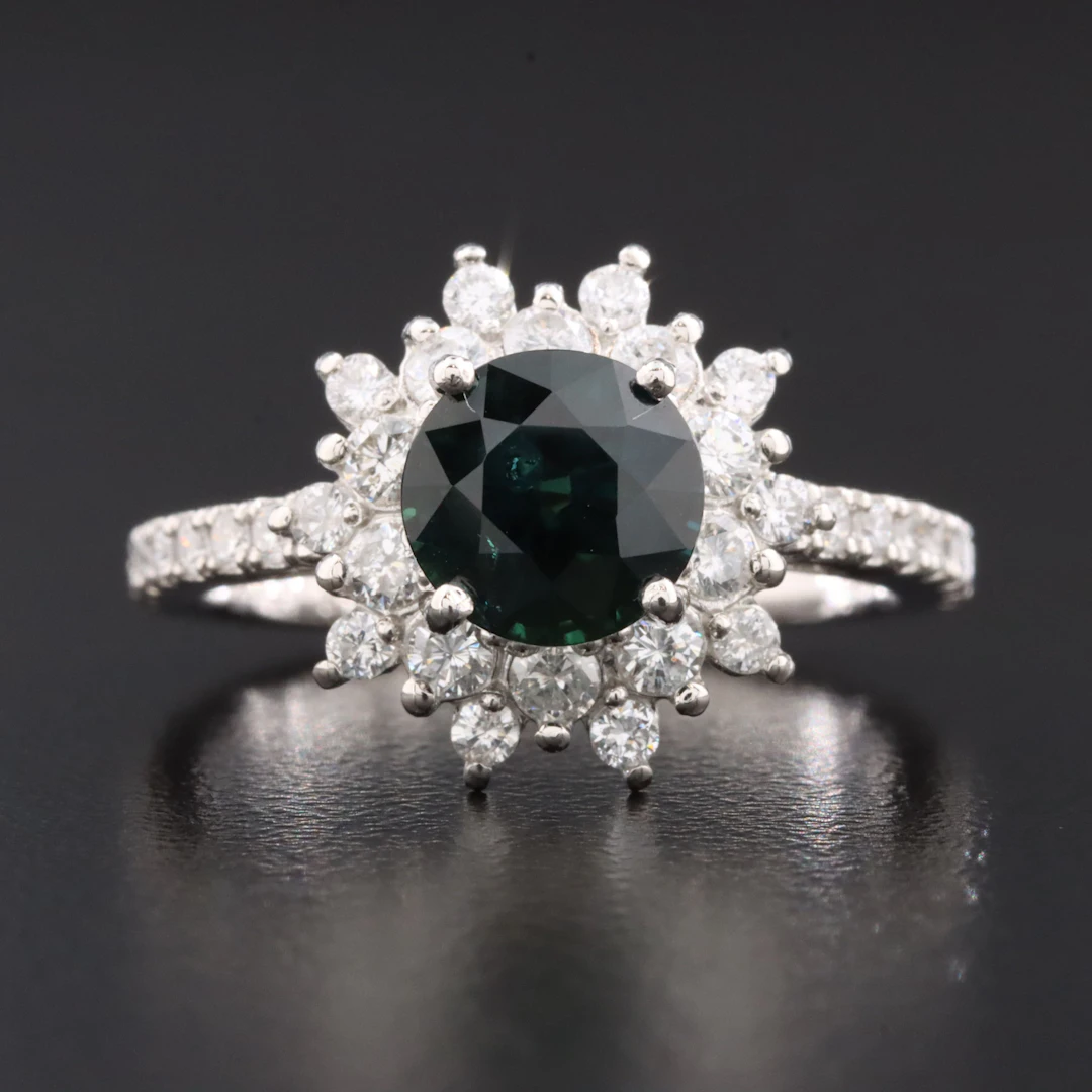 Platinum 1.98 CT Sapphire and Diamond Ring with GIA Report
