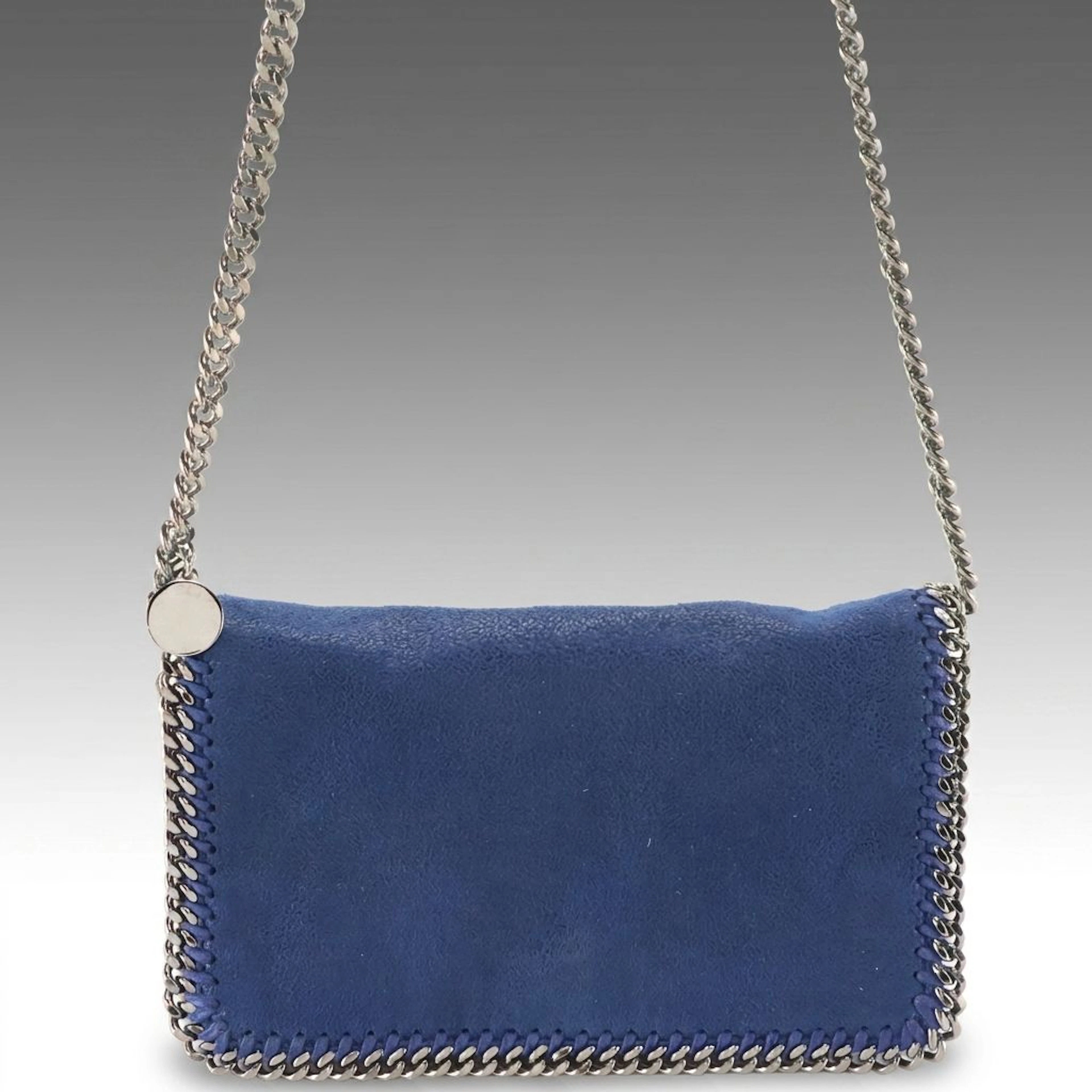 Stella McCartney Falabella Full Flap Crossbody in Blue Shaggy Deer Faux-Leather
