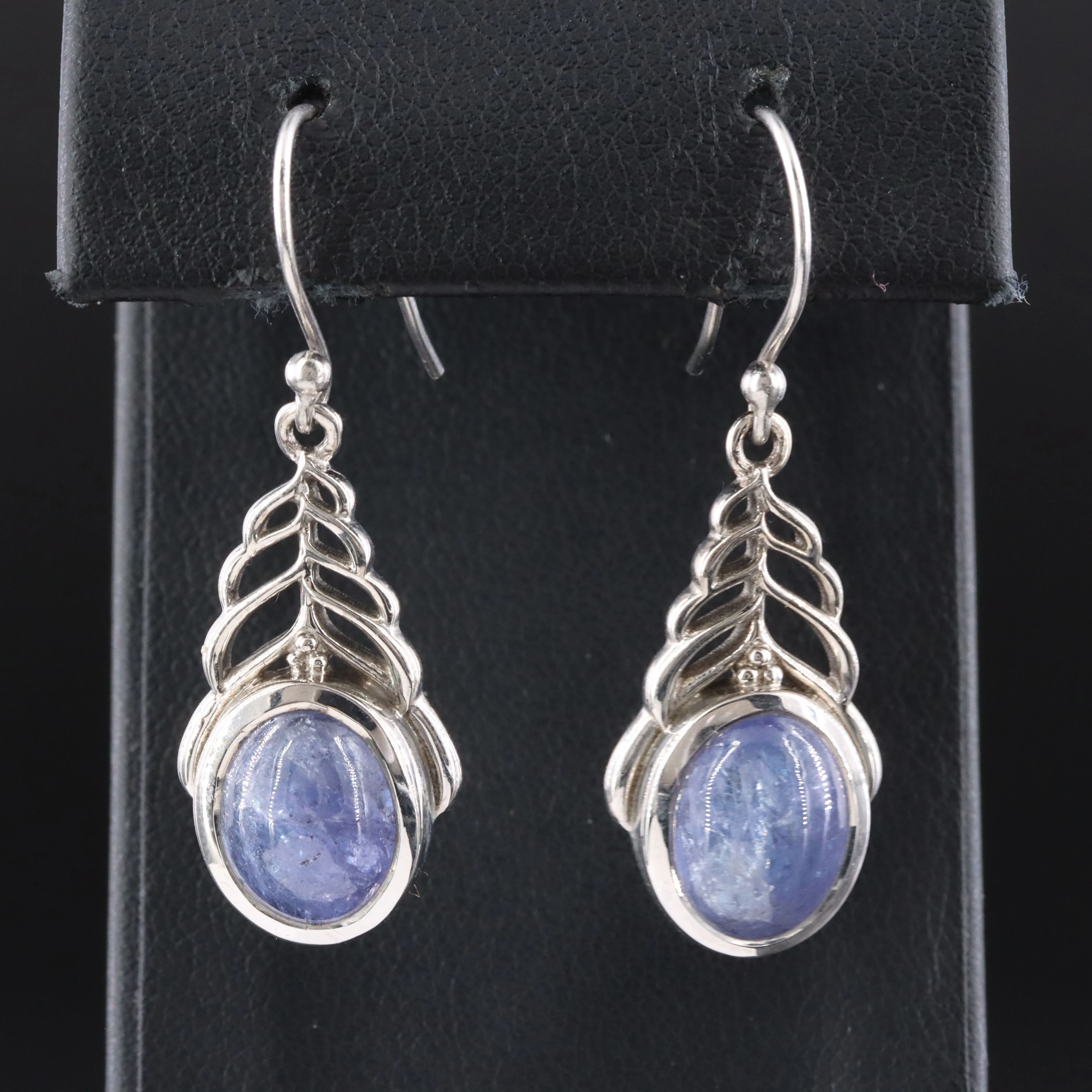 Sterling Feather Iolite Drop Earrings