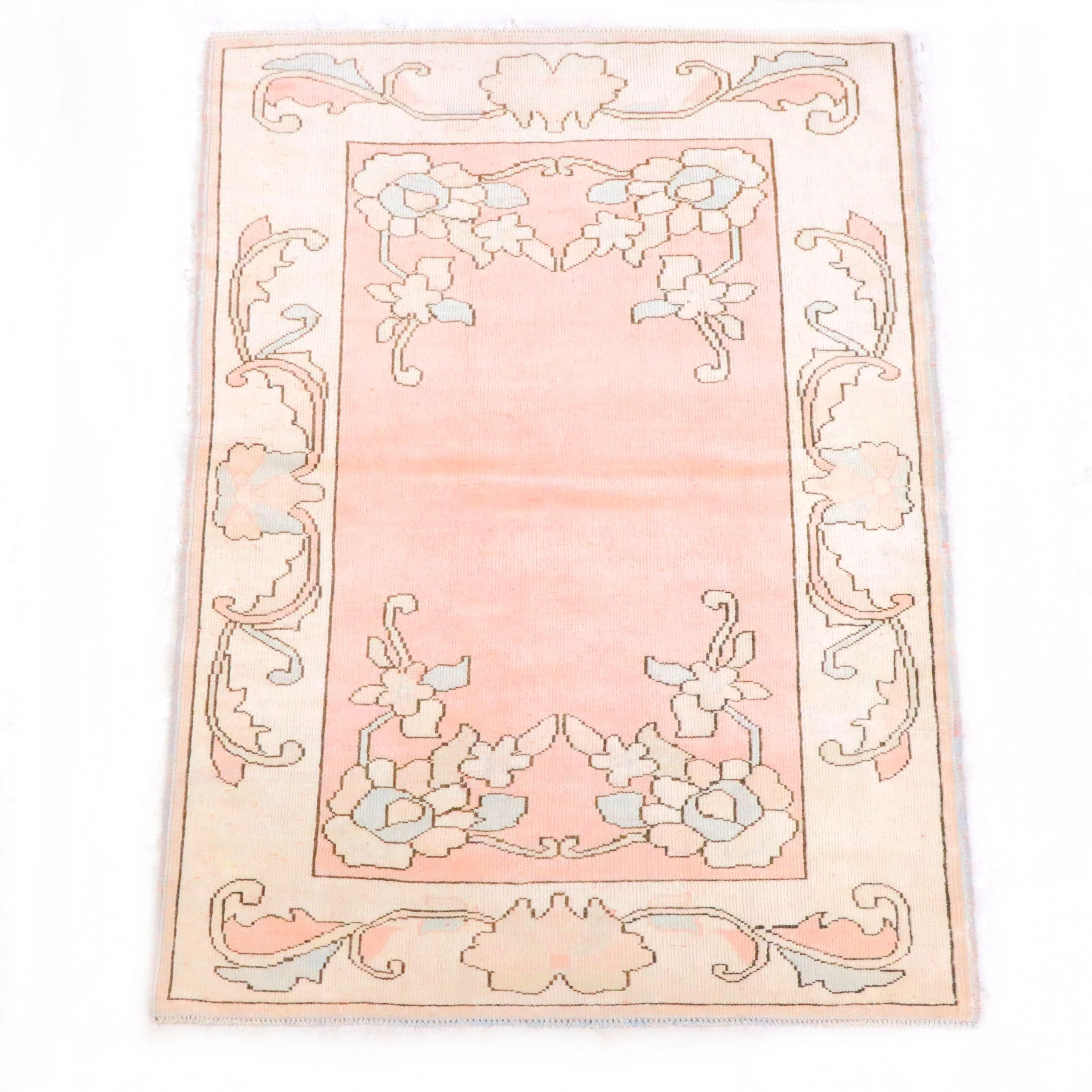 4'3 x 6'1 Hand-Knotted Turkish Oushak Area Rug