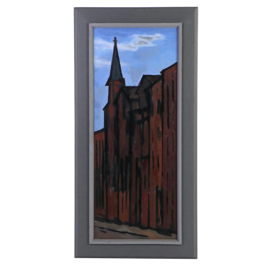 Evelyn Levy Shaw Oil Painting "Cityscape," Mid-20th Century