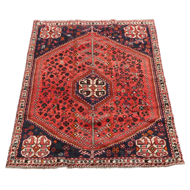 6'8 x 9'3 Hand-Knotted Persian Qashqai Area Rug