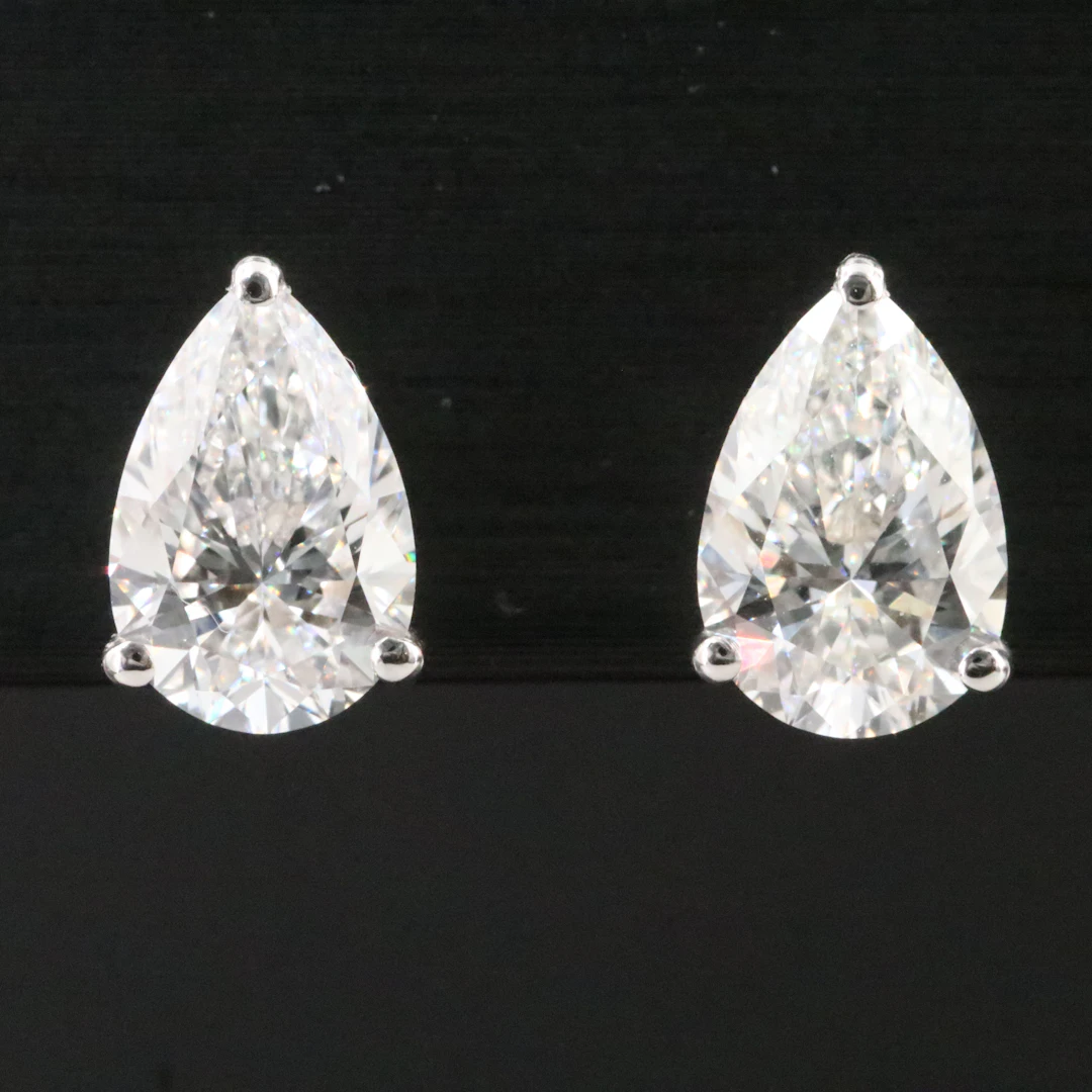 14K 3.06 CTW Lab Grown Diamond Solitaire Earrings with IGI Reports