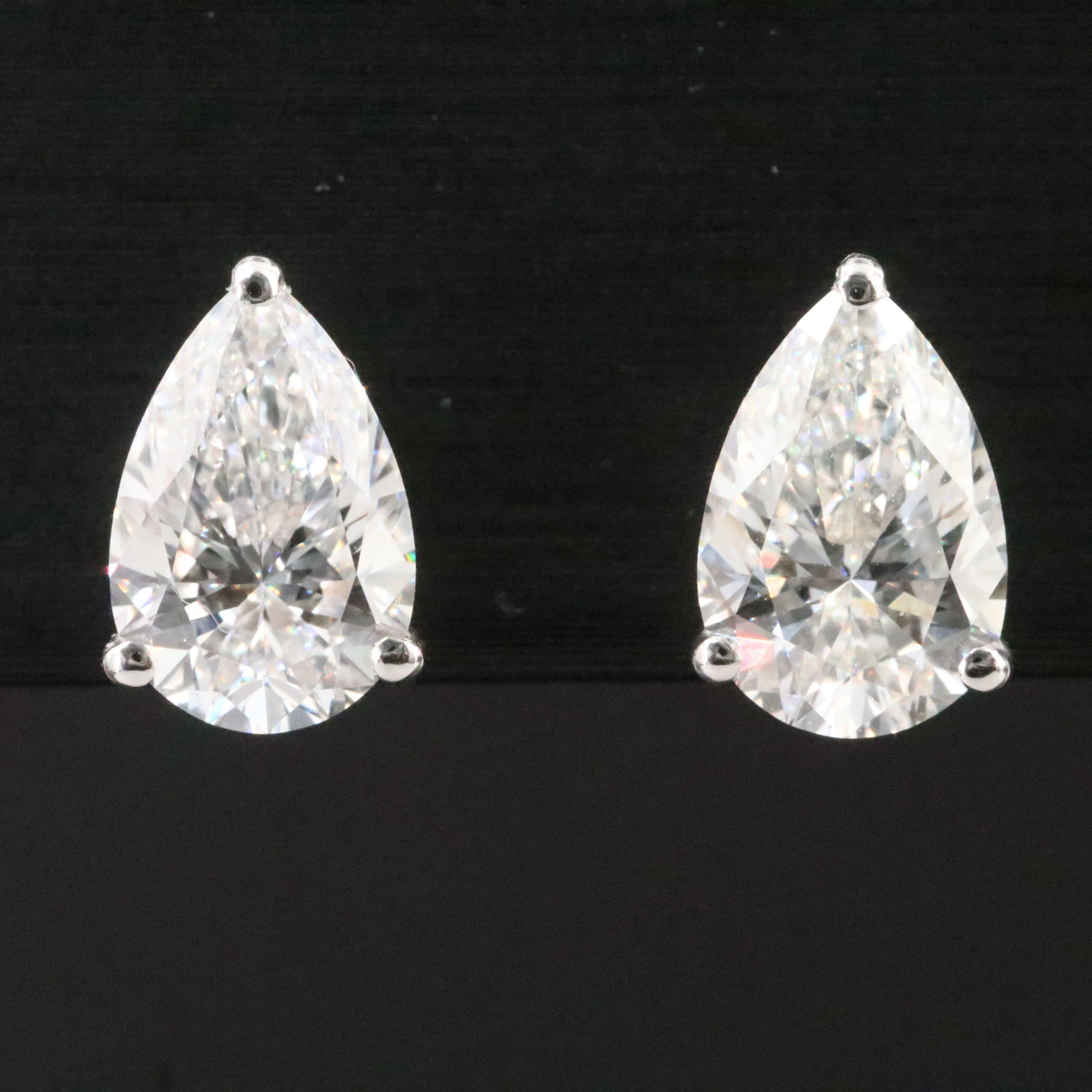 14K 3.06 CTW Lab Grown Diamond Solitaire Earrings with IGI Reports