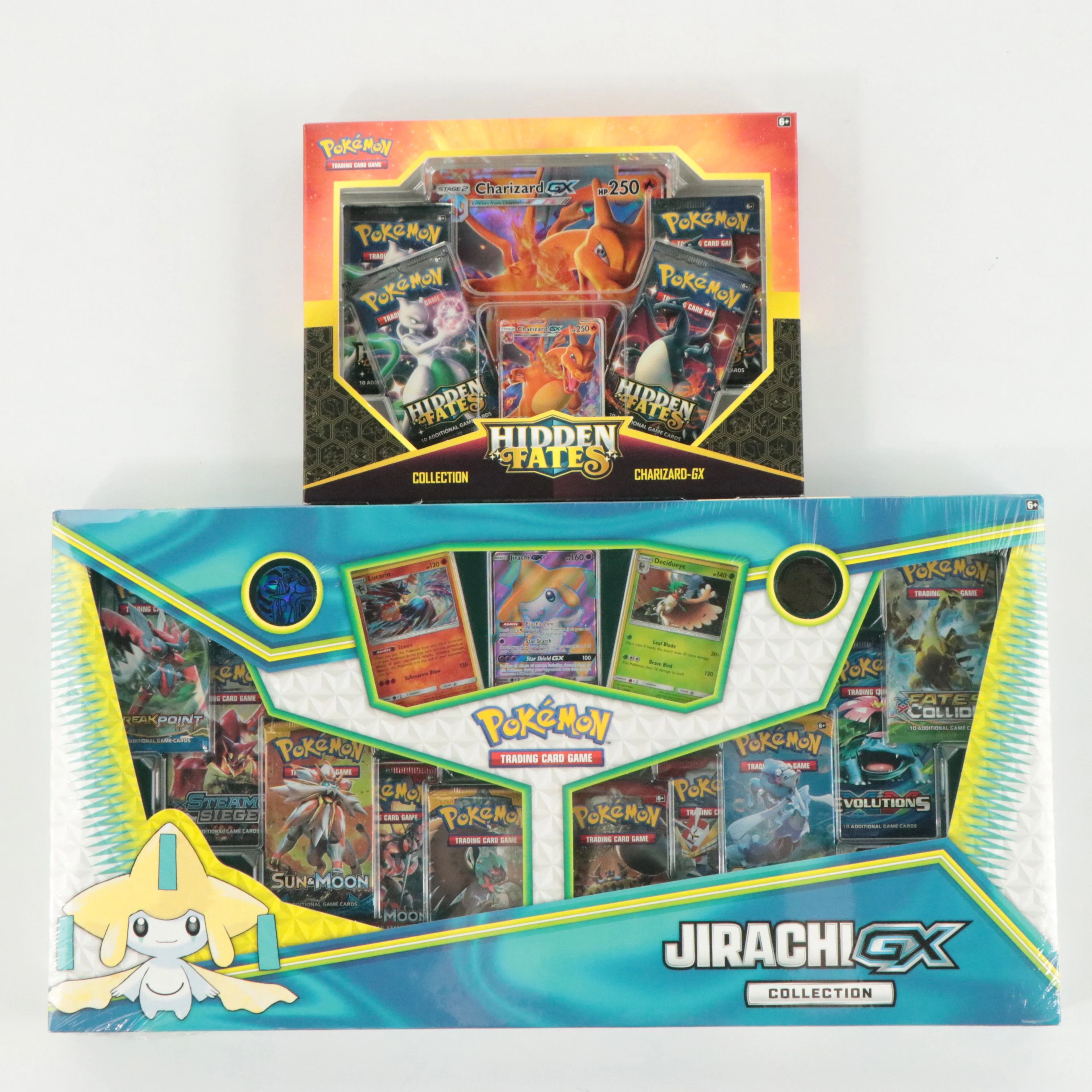 Sealed Jirachi GX Collection and Hidden Fates Collection Charizard GX Boxes
