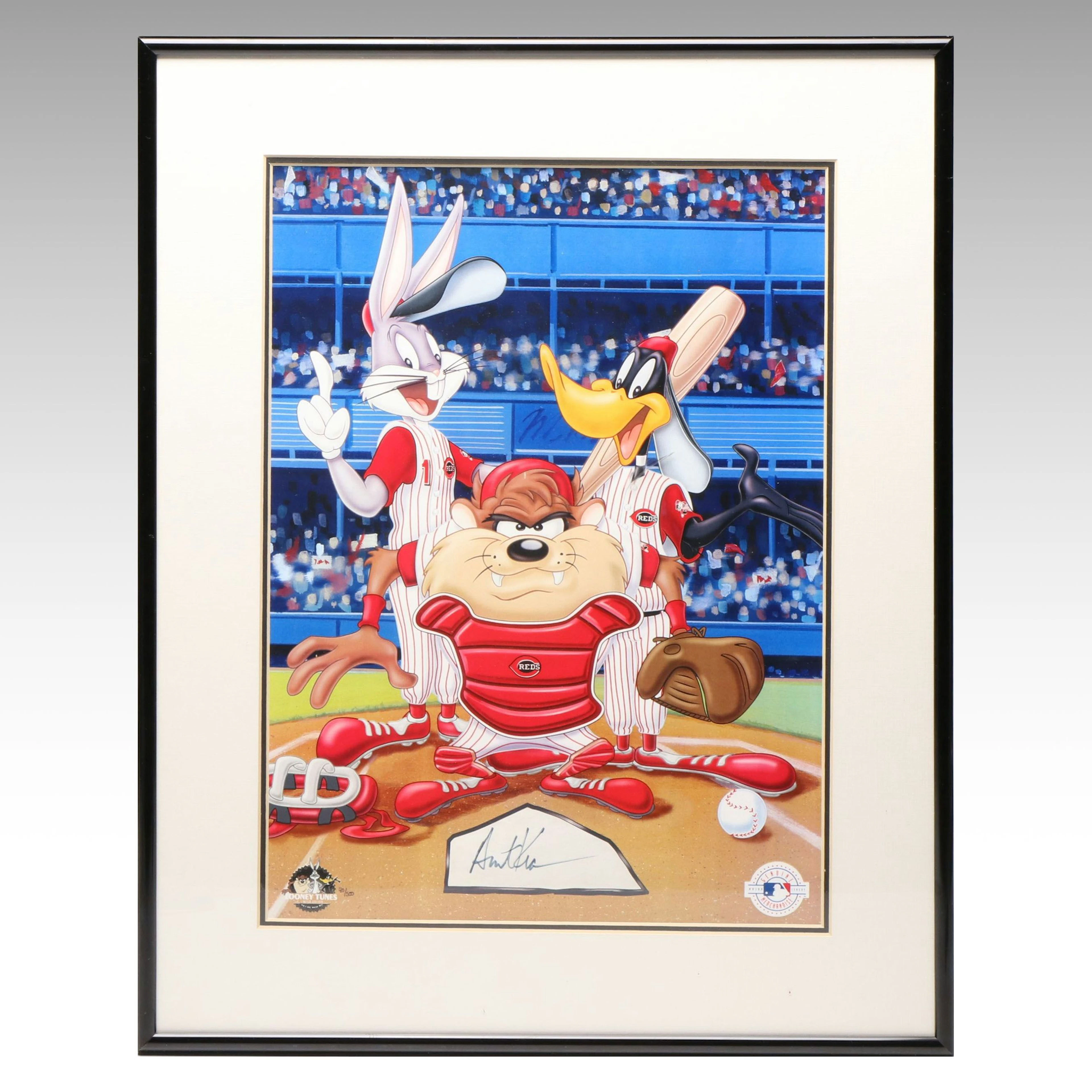 Austin Kearns Signed "Looney Tunes" Framed Baseball Print