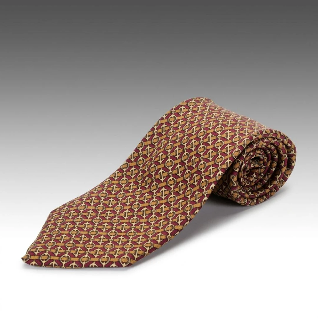 Hermès Chaîne d'Ancre Motif Striped Silk Necktie