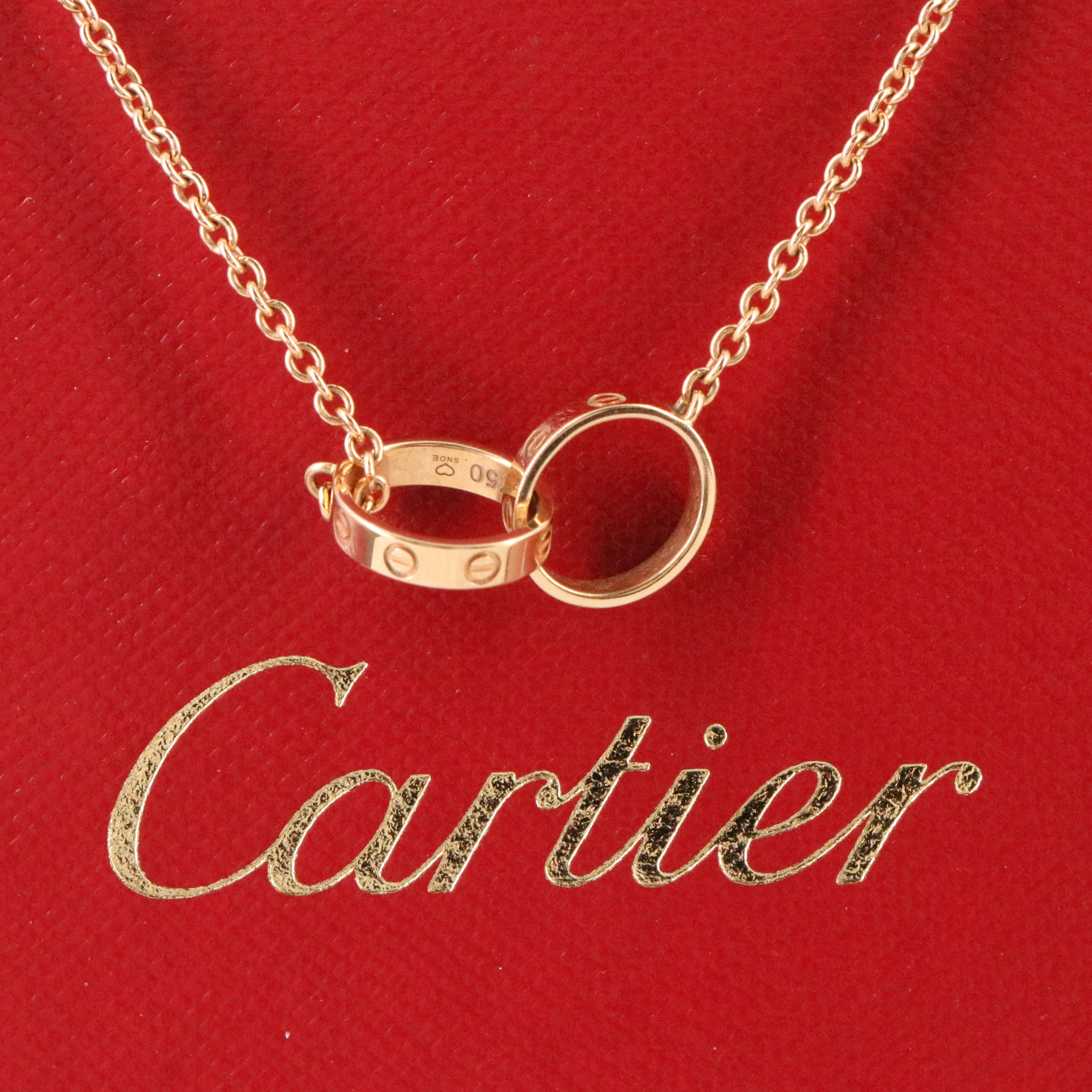 Cartier LOVE 18K Rose Gold Interlocking Necklace