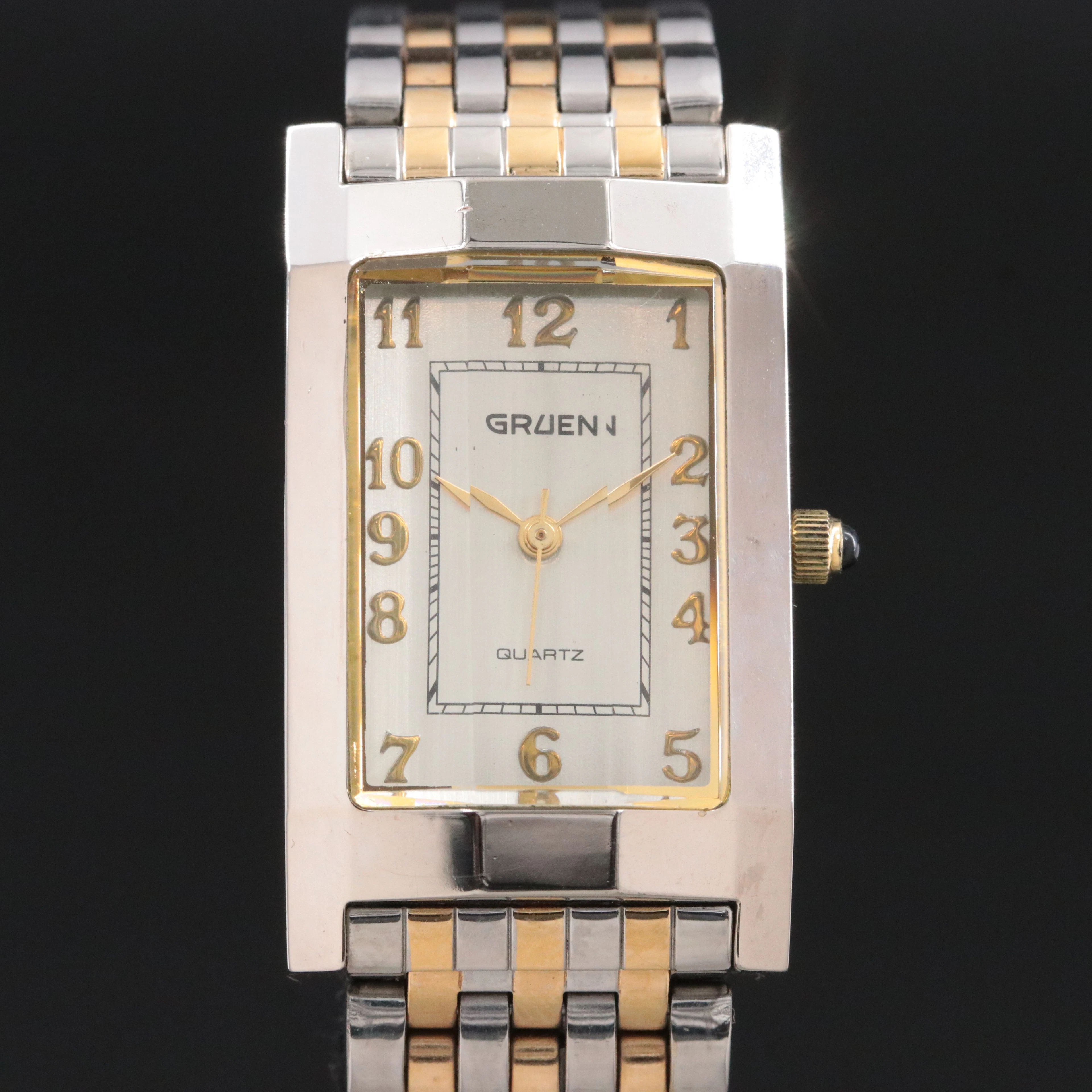 Gruen Faceted Crystal Tank Shape Quartz Watch