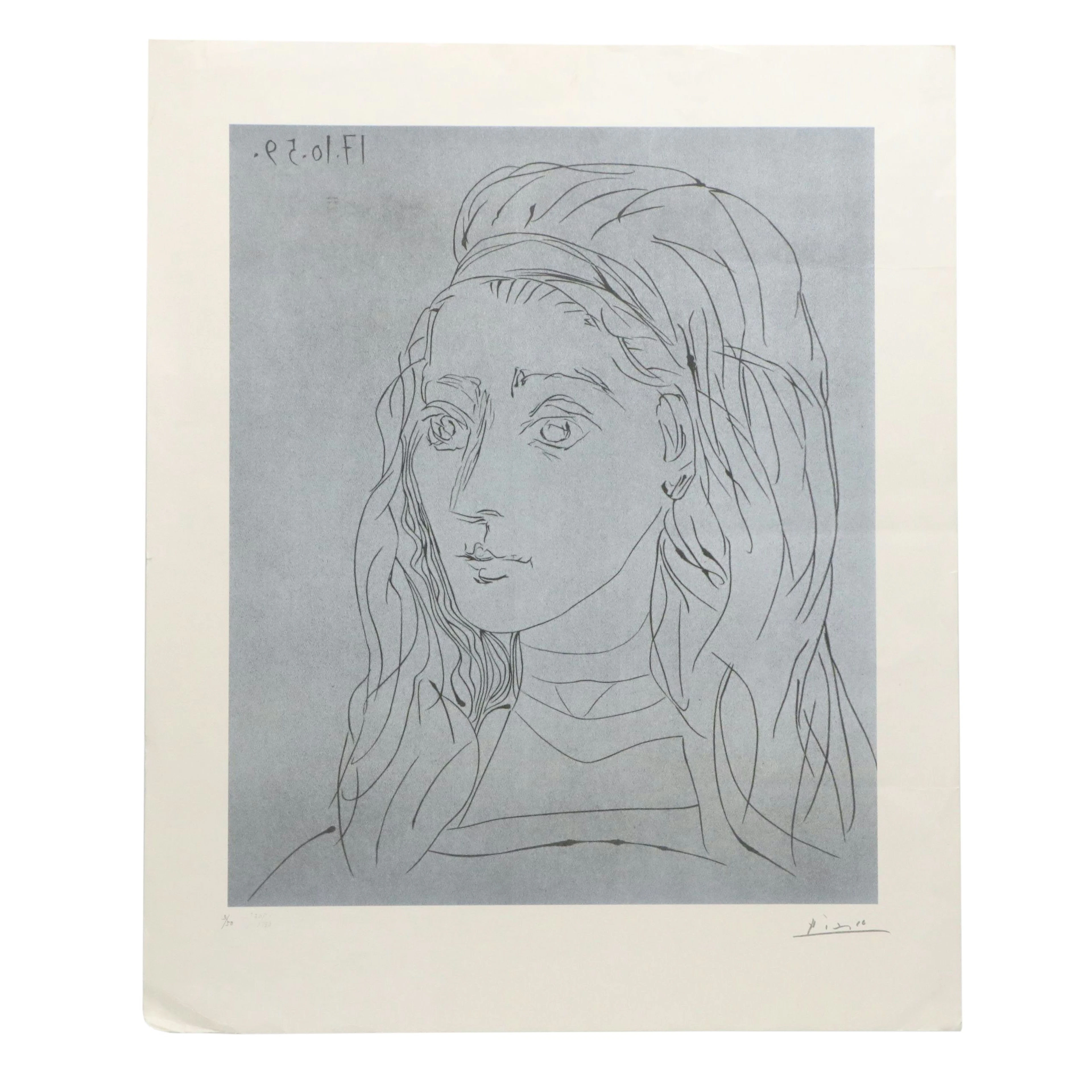 Lithograph After Pablo Picasso "Portrait de Jacqueline"