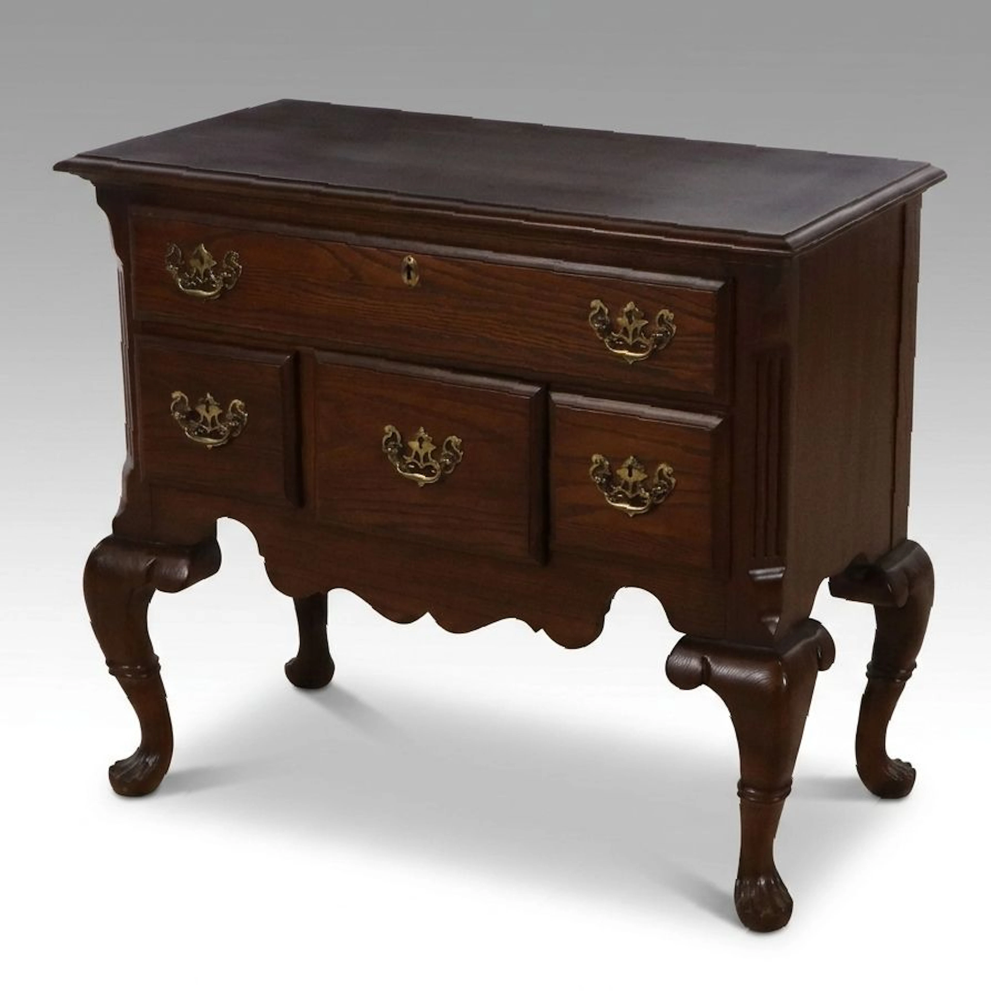Stanley Furniture Queen Anne Style Cherry Lowboy, Late 20th Century