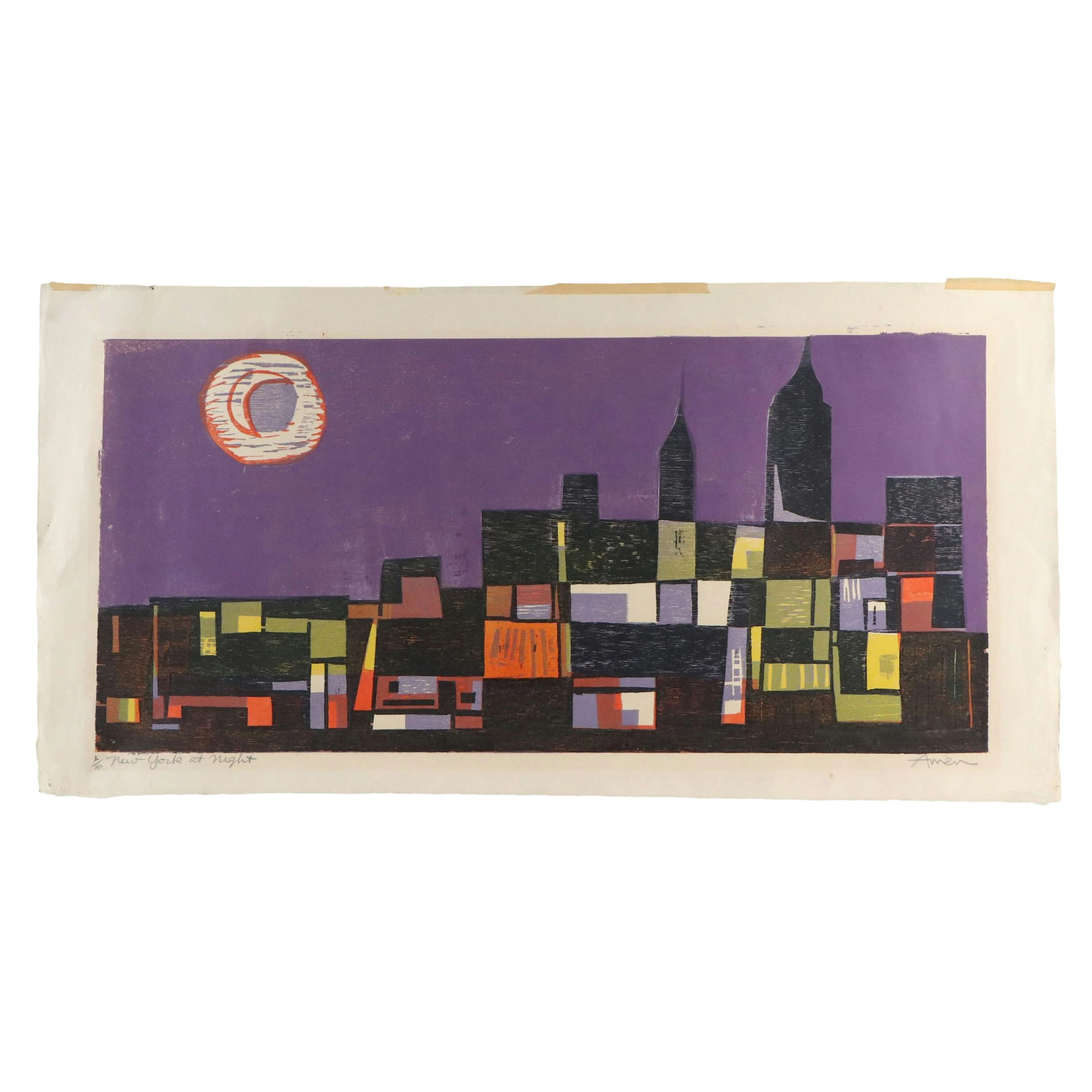 Irving Amen Relief Print "New York at Night"