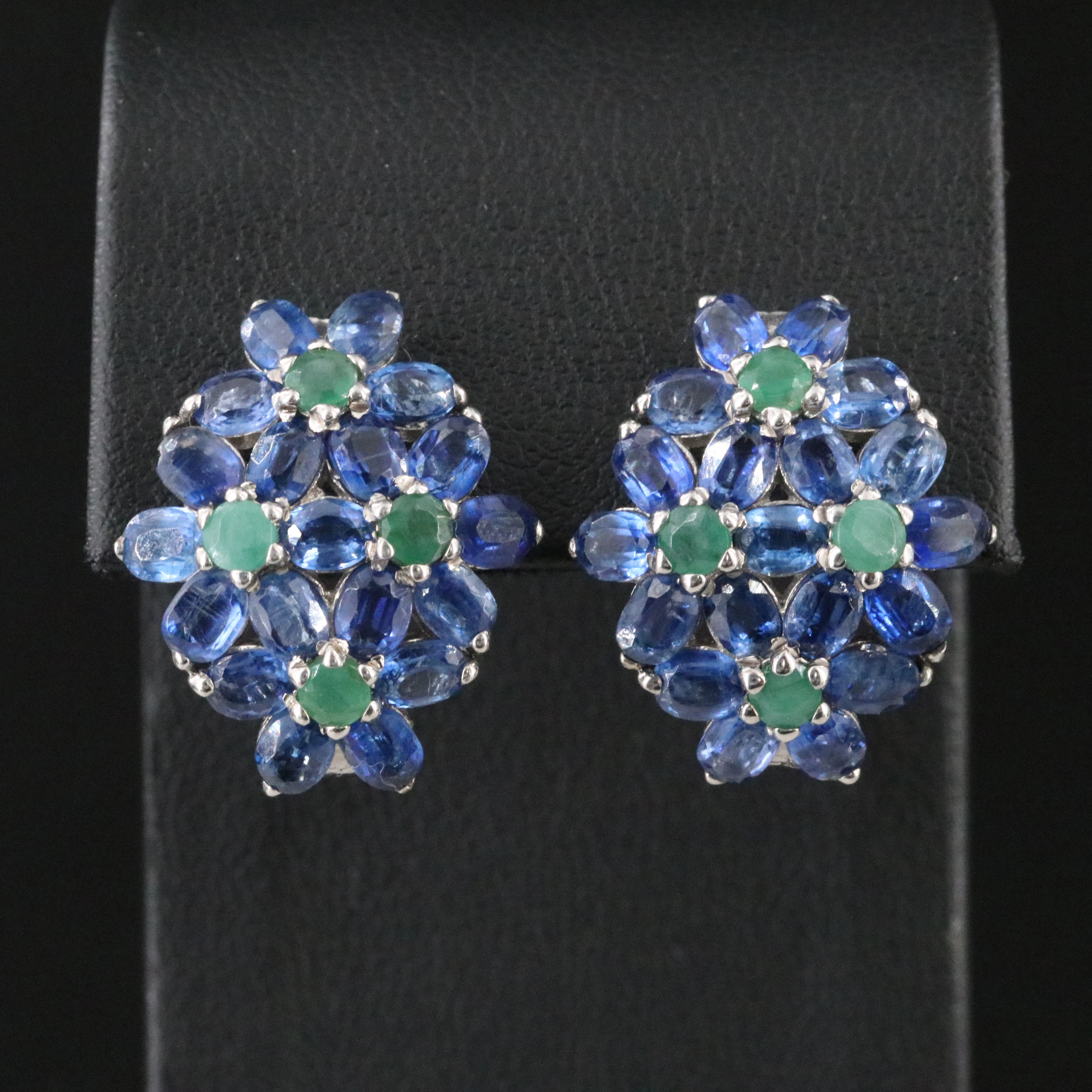 Sterling Emerald and Kyanite Earrings