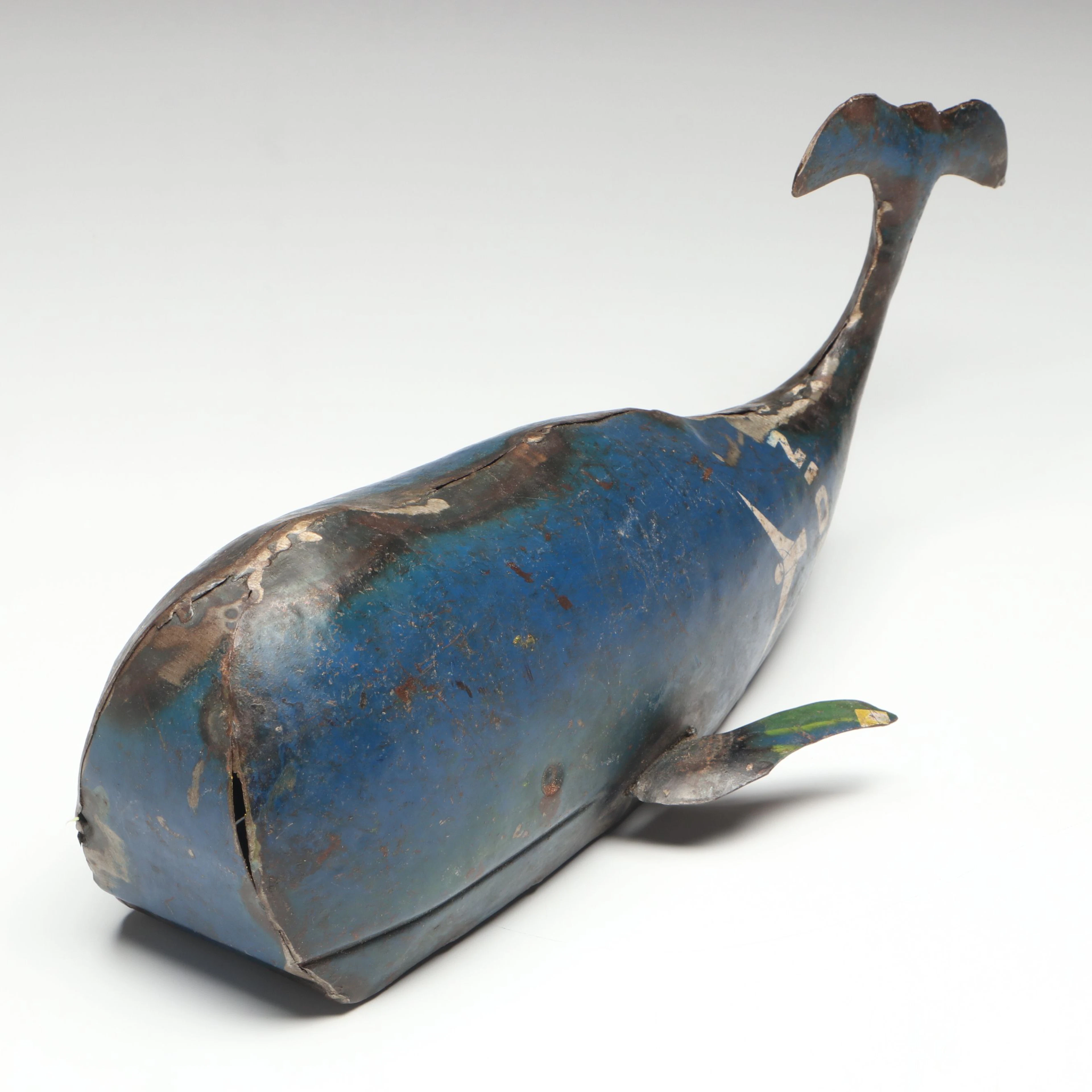 Found Metal Folk Art Style Whale Figurine