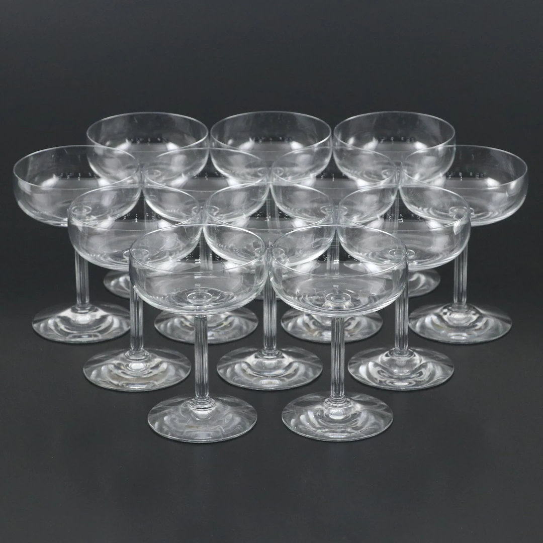 Clear Glass Paneled Stem Champagne Coupes