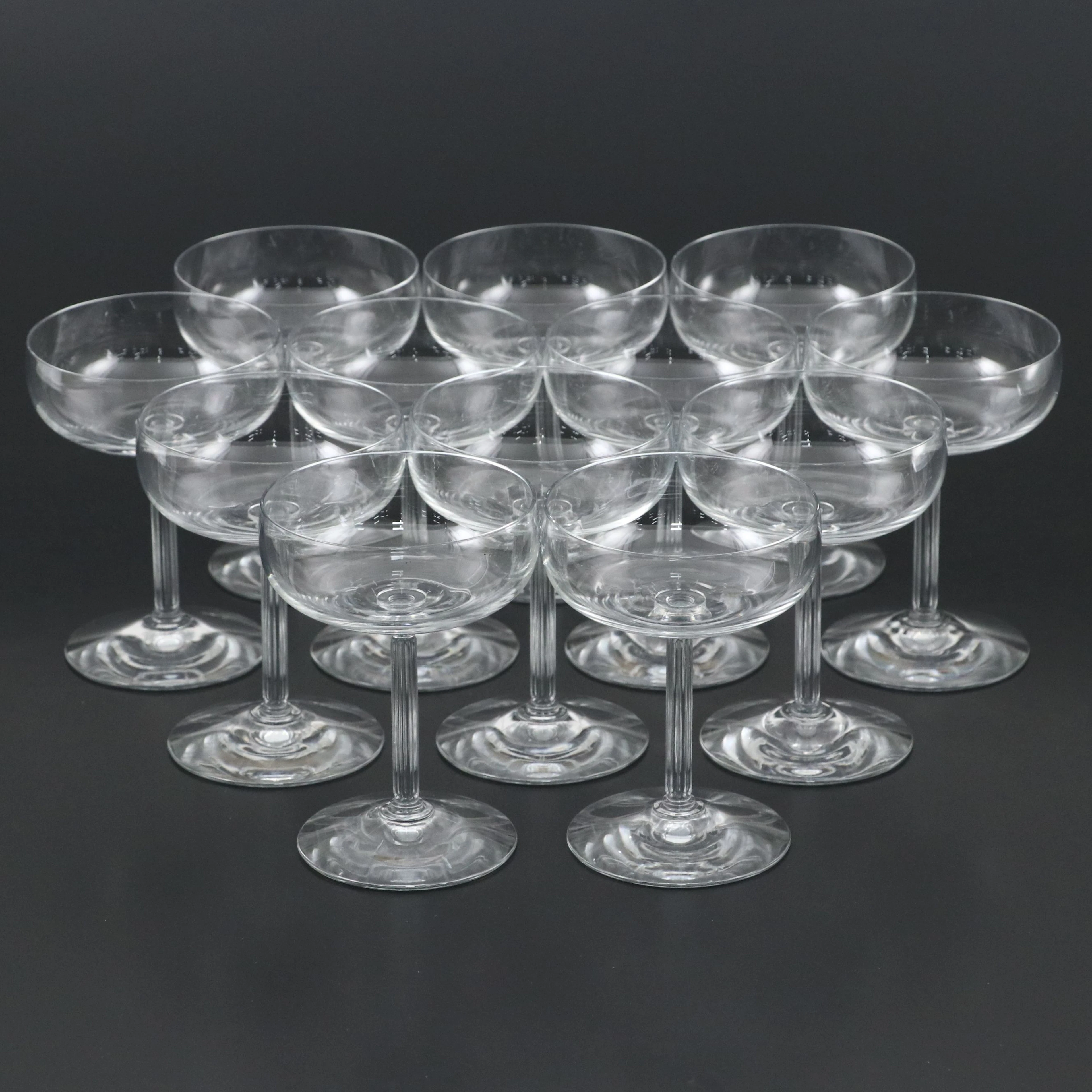 Clear Glass Paneled Stem Champagne Coupes