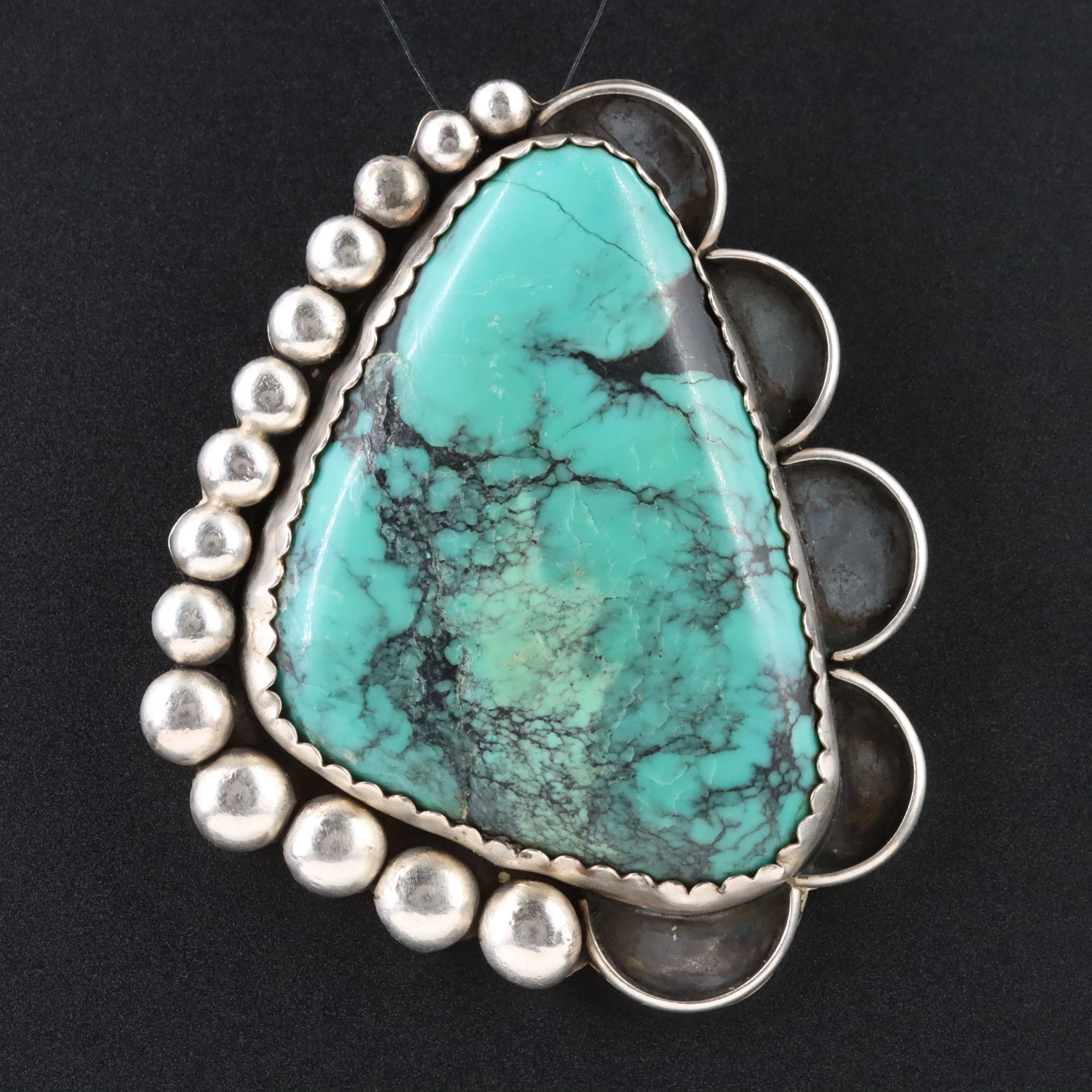 Signed Turquoise Southwestern Sterling Pendant