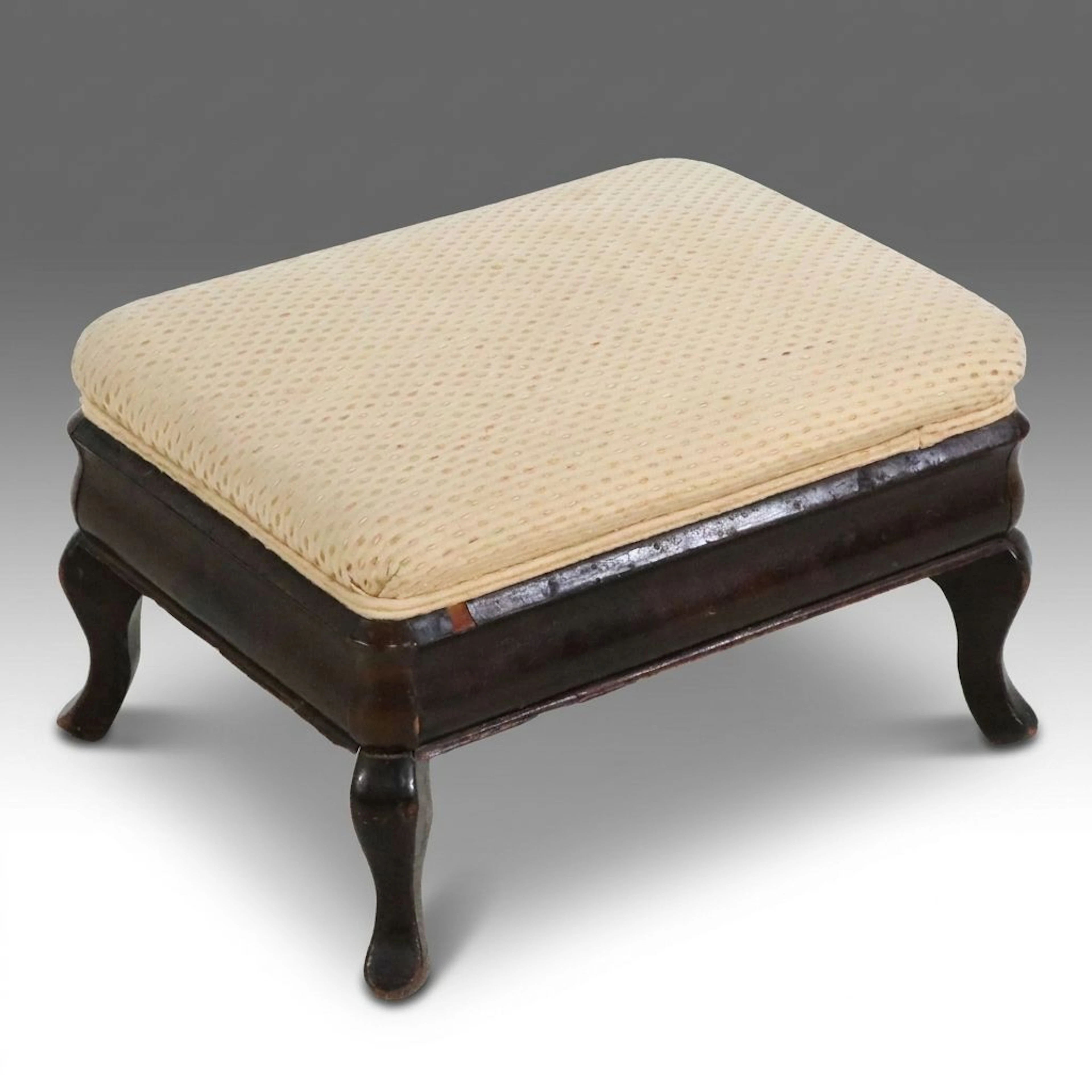 Edwardian Style Upholstered and Painted Wood Footstool, 20th Century