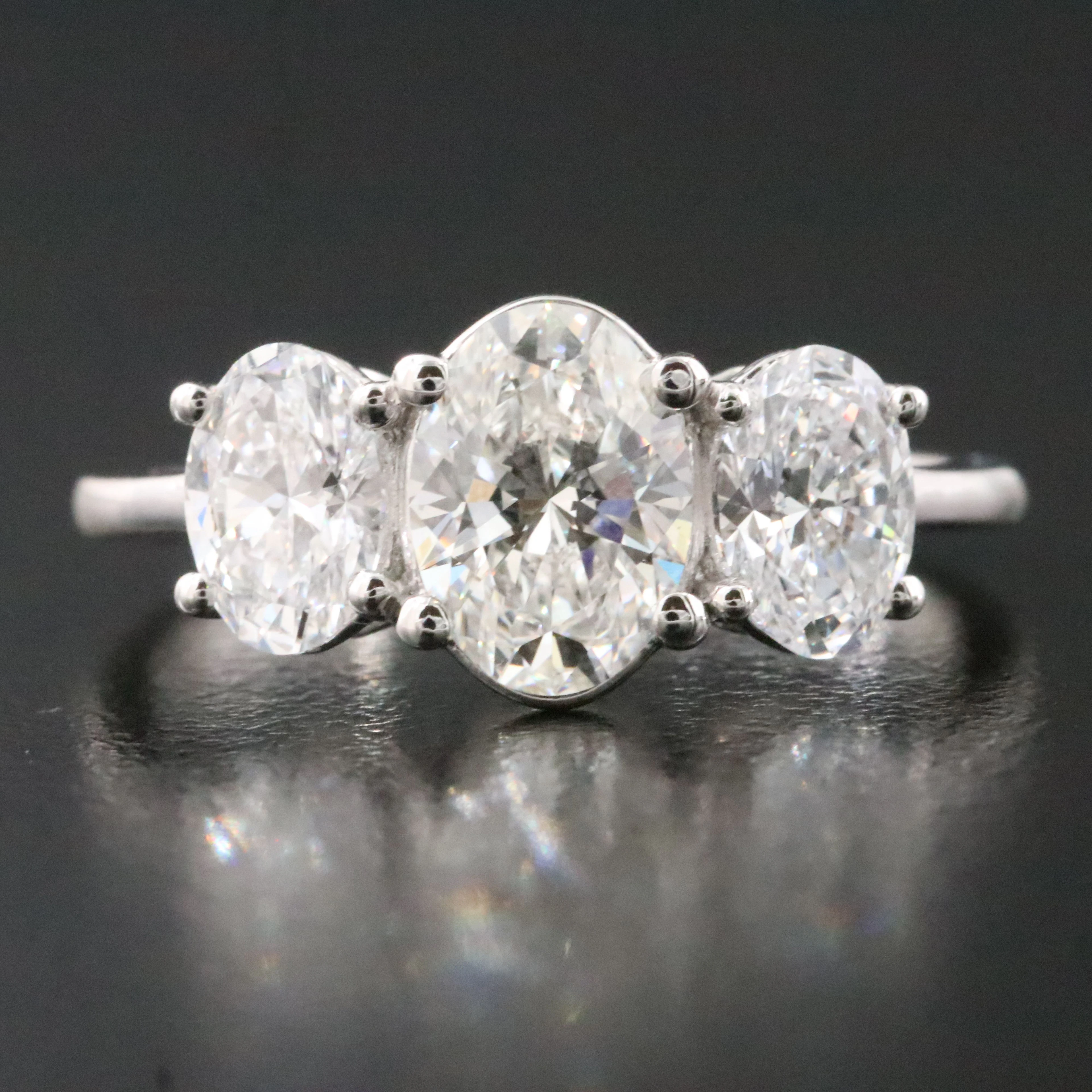 14K 2.00 CTW Lab Grown Diamond Three Stone Ring with IGI Report