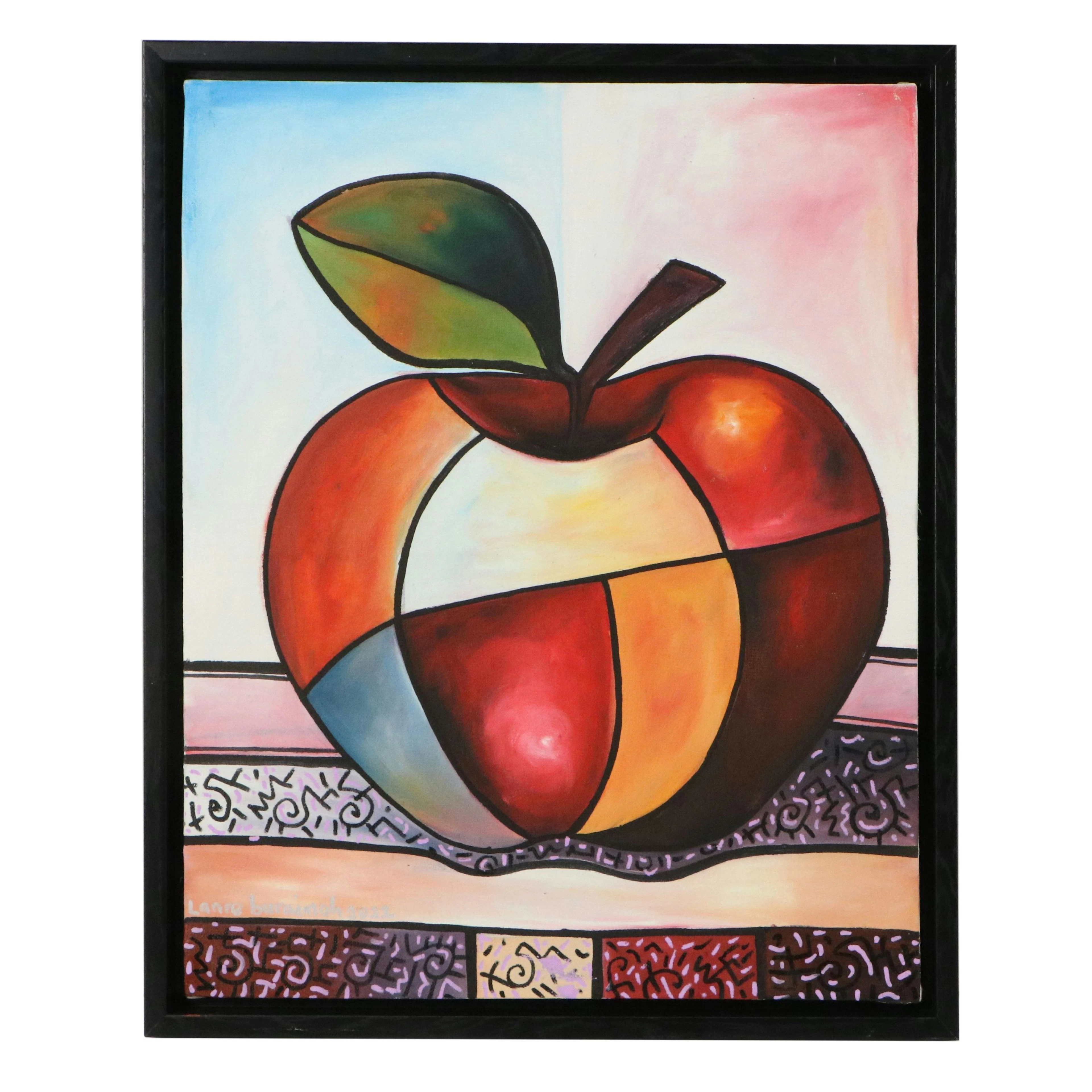 Lanre Buraimoh Oil Painting of Cubist Style Apple, 2022
