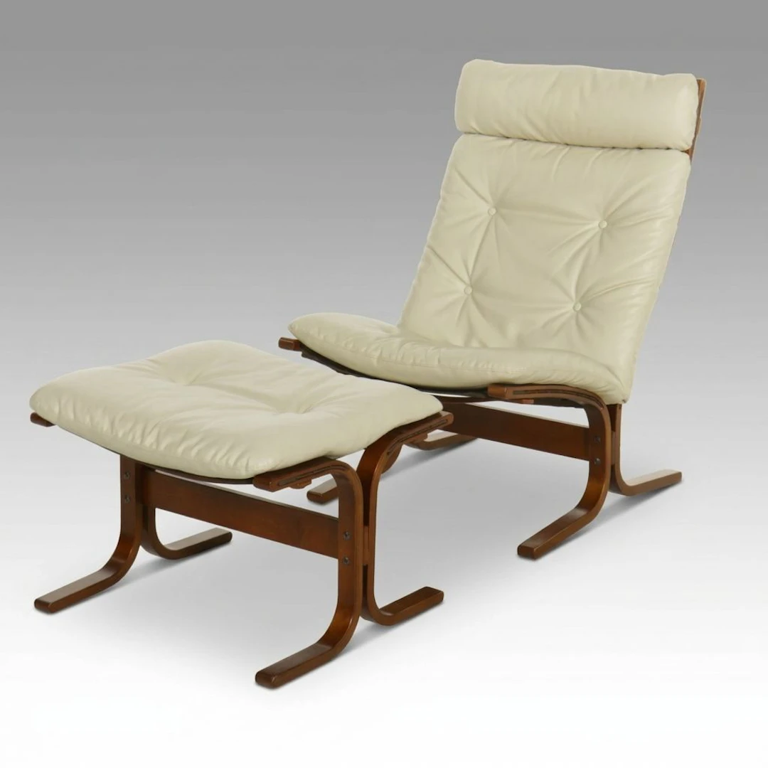 Ingmar Relling "Siesta" Formed Wood Lounge Chair and Ottoman