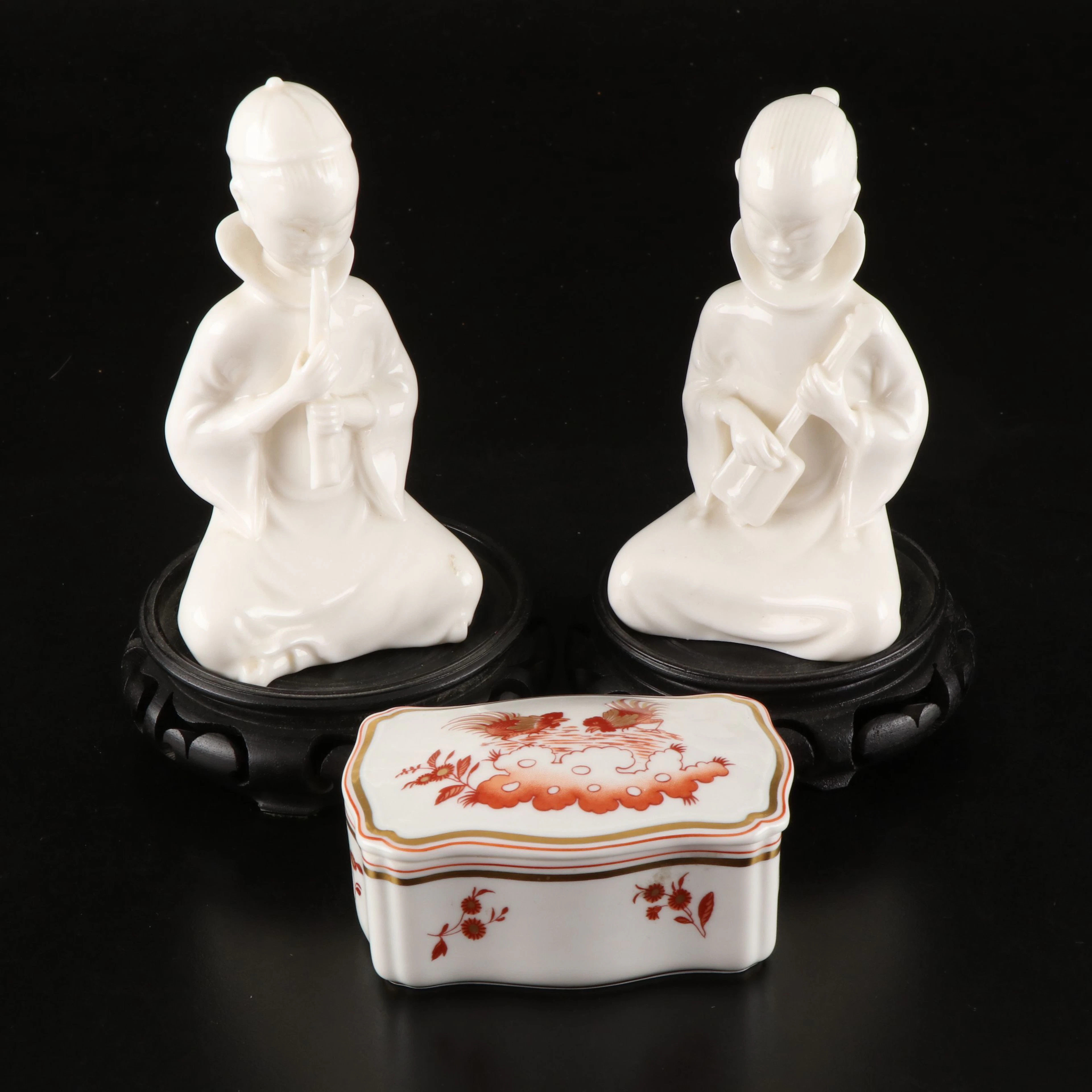 Richard Ginori "Siena Rust" Porcelain Box with Lenwile Ardalt Musician