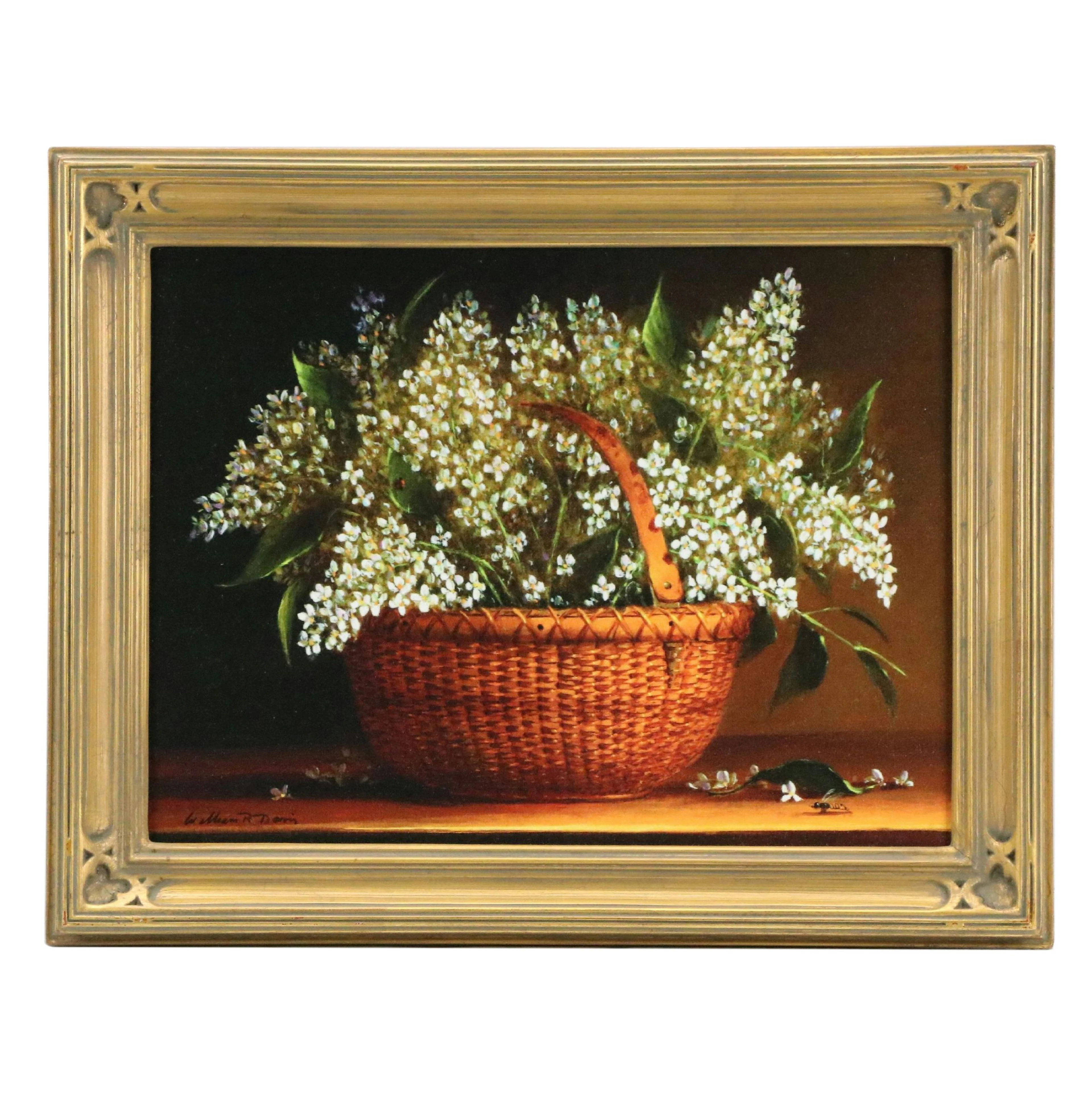 William R. Davis Giclée "Nantucket Basket of White Lilacs," 21st Century