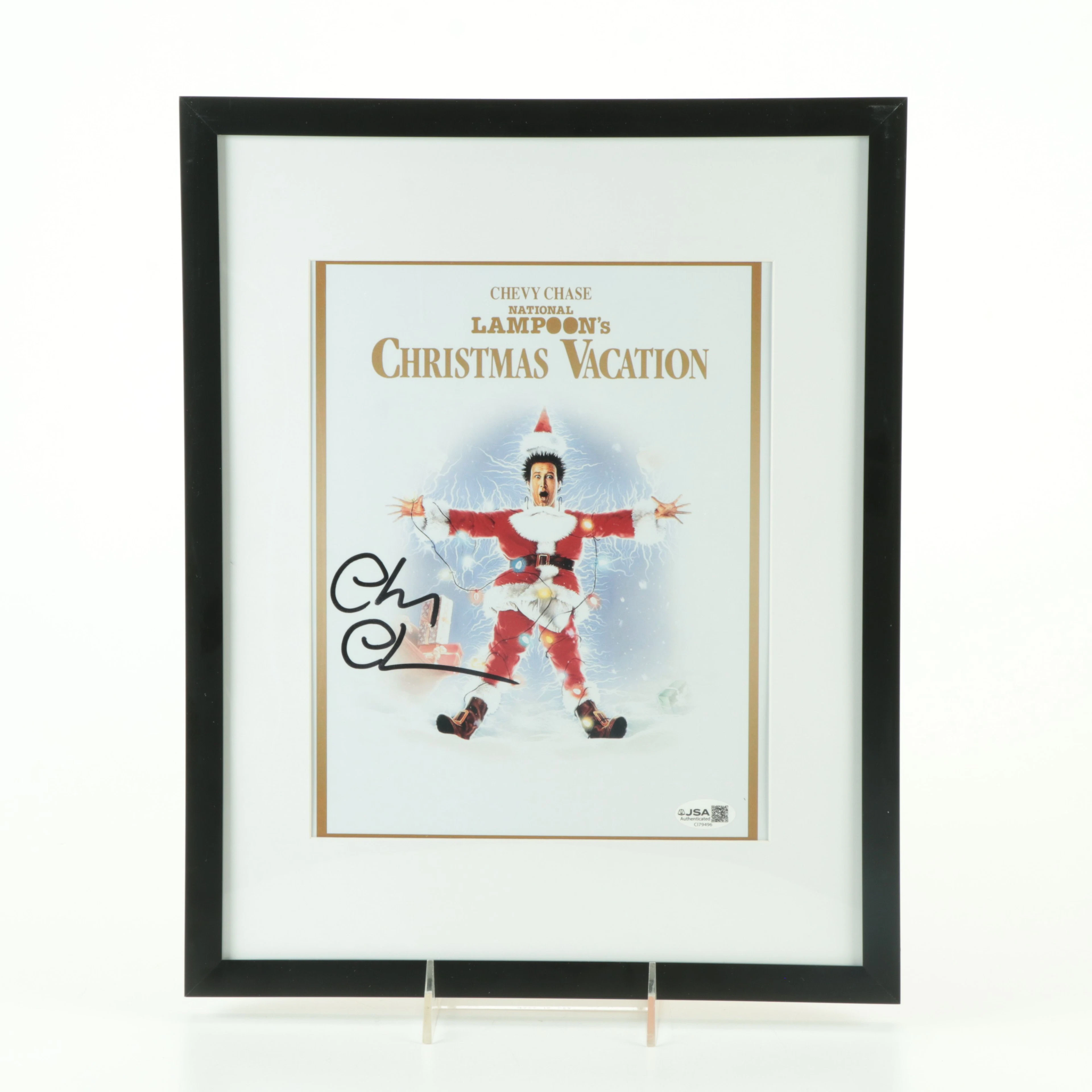 Chevy Chase Signed “Christmas Vacation” Movie Print in Matted Frame, JSA