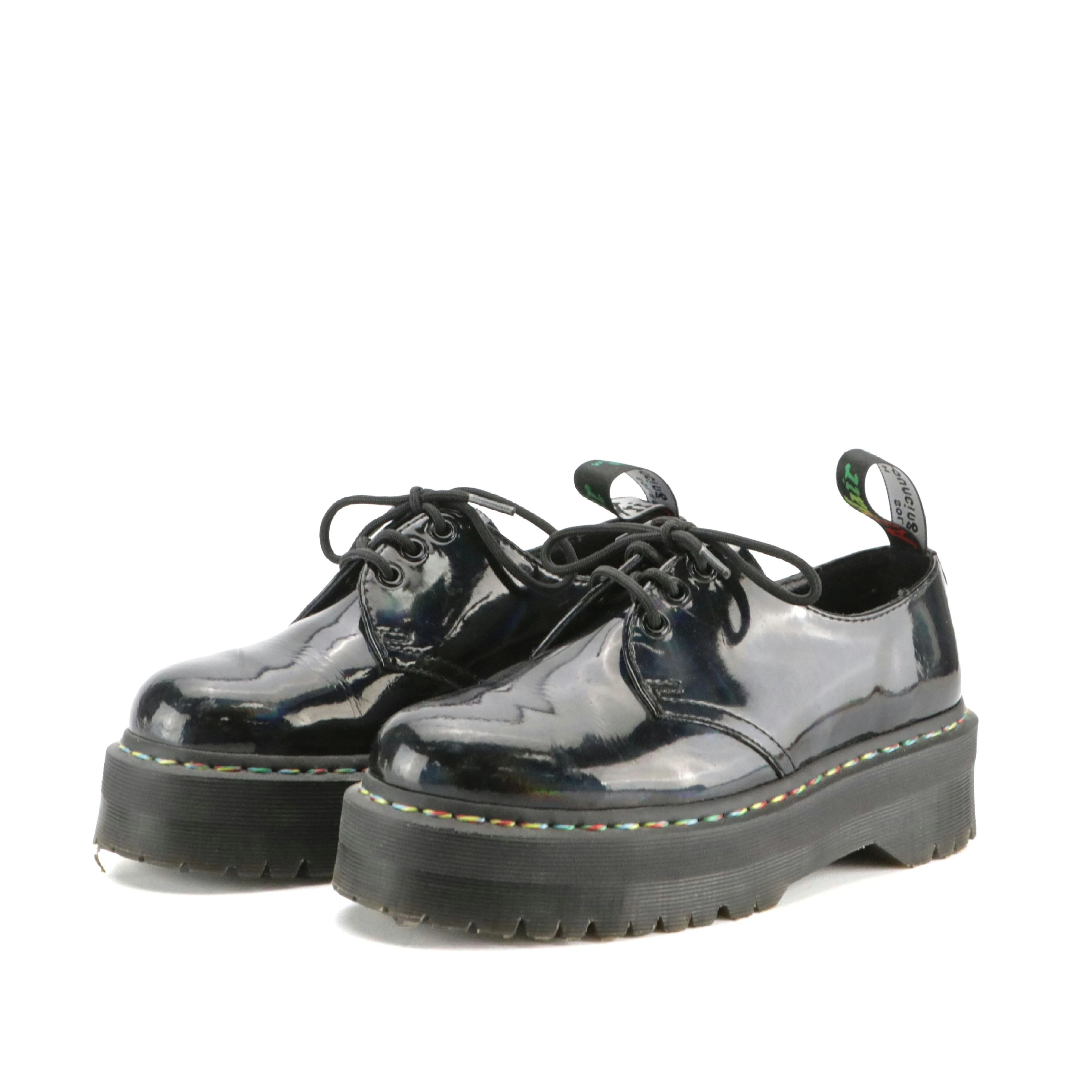 Dr. Martens 1461 Rainbow Patent Leather Platform Shoes