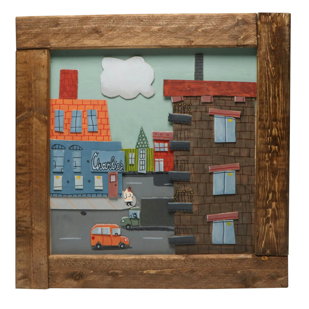 Aaron Wooten Dimensional Mixed Media Painting "Side City," 2026