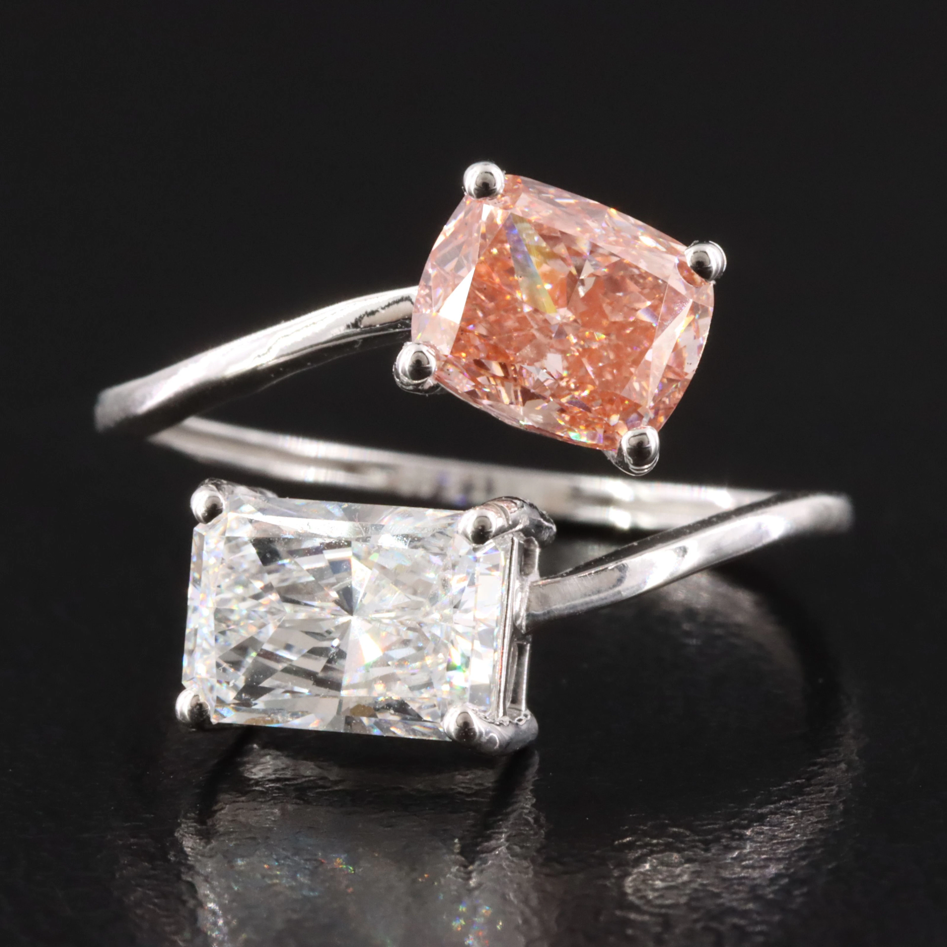 14K 3.00 CTW Lab Grown Diamond Bypass Ring with IGI Reports and Fancy