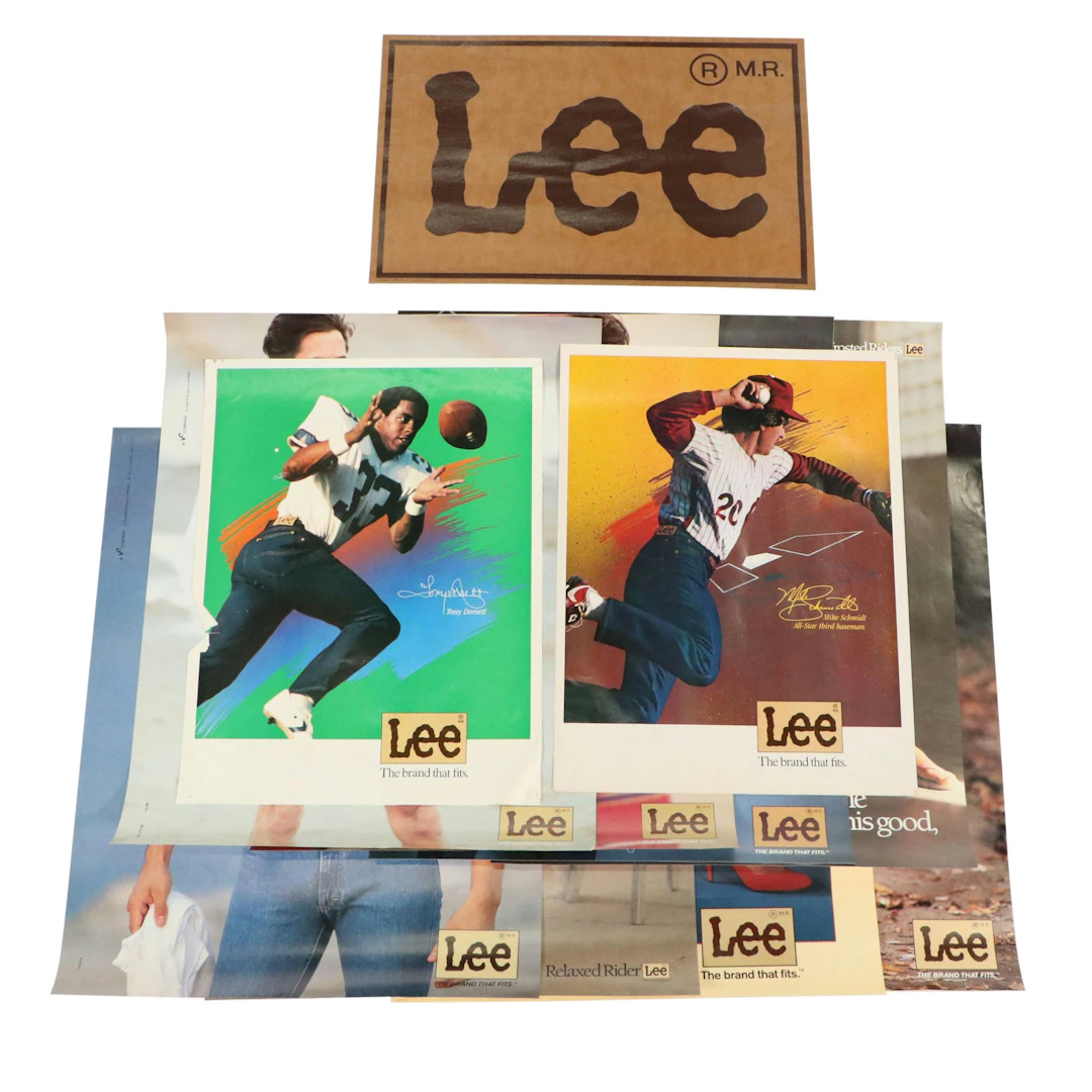 Lee Men's and Women's Jeans with Logo Advertisement Posters, Late 20th Century