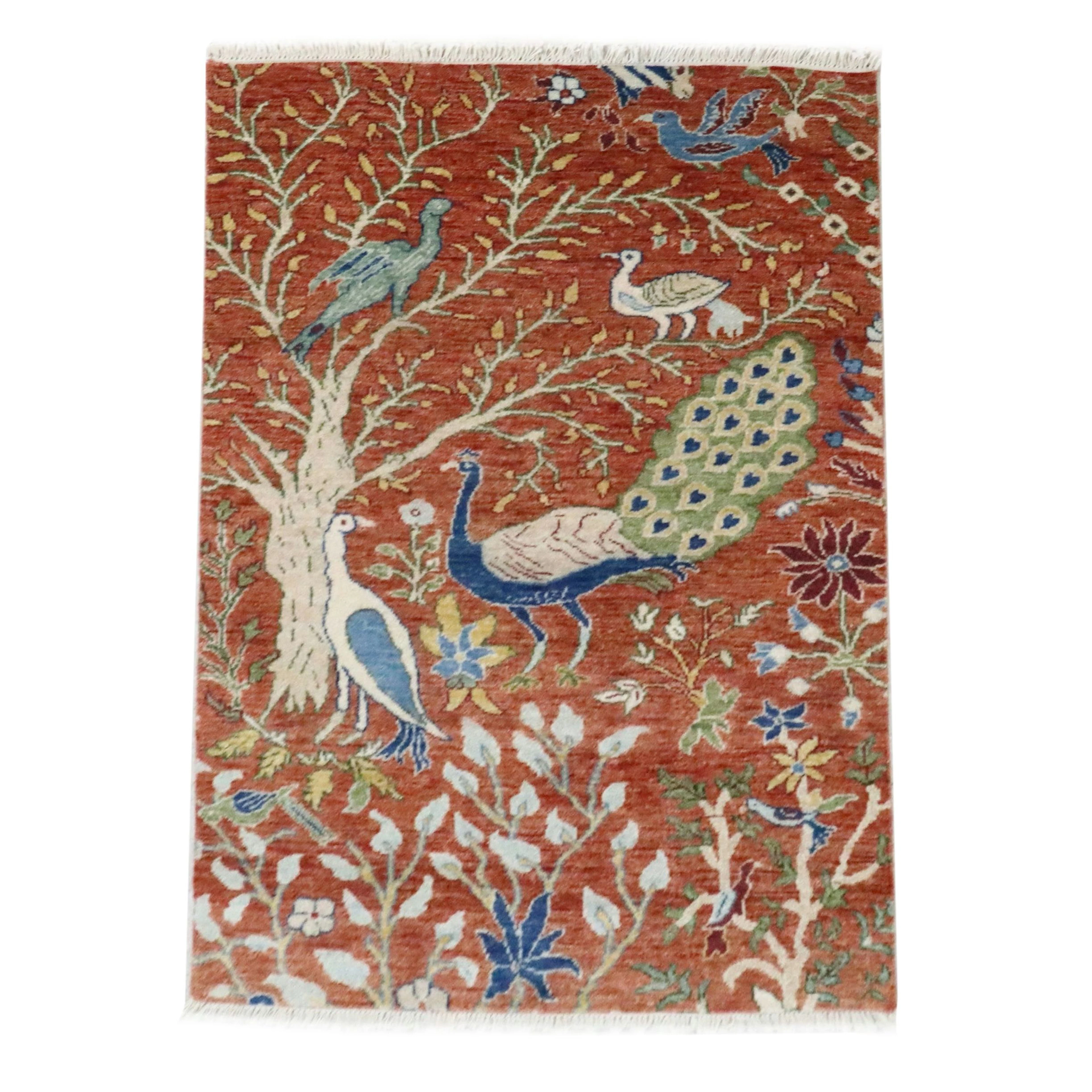 3'1 x 5'3 Hand-Knotted Pakistani Kazak Birds with Tree of Life Area Rug