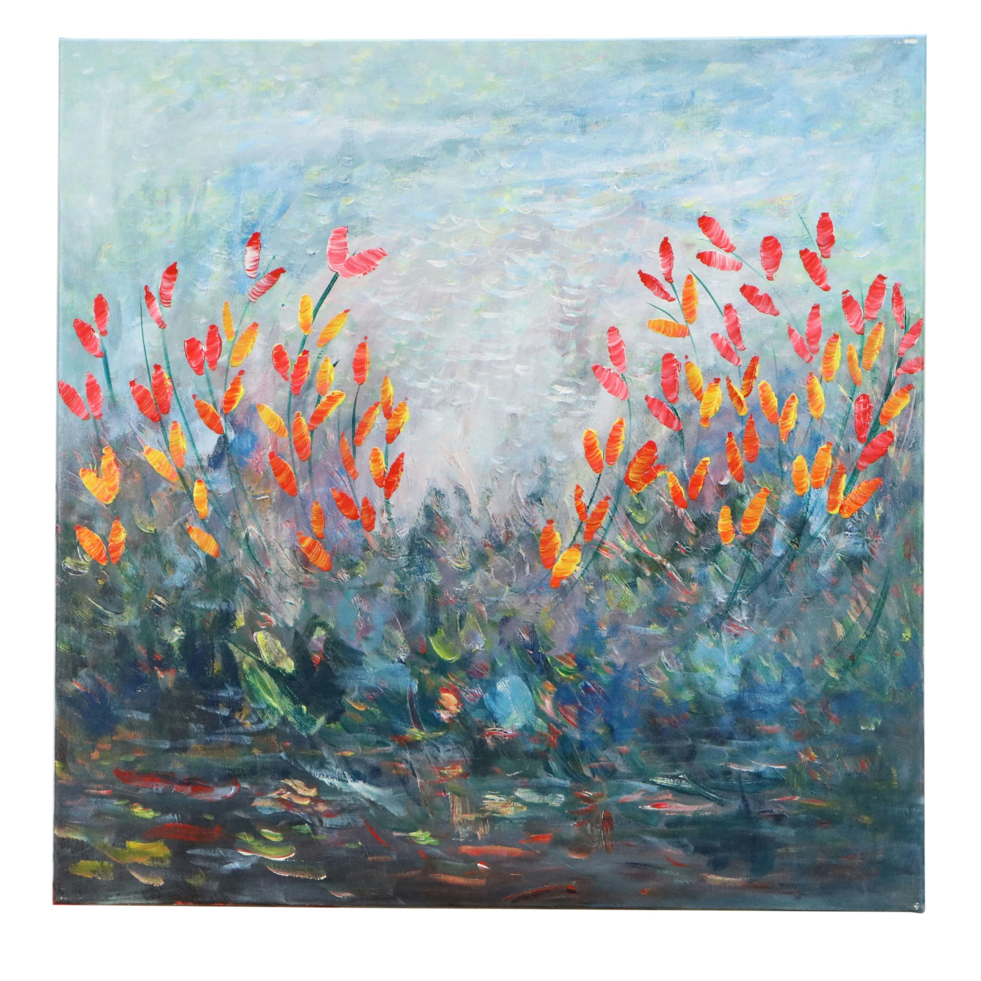 Saul Gefen Abstract Acrylic Painting "Love Rising," 2026