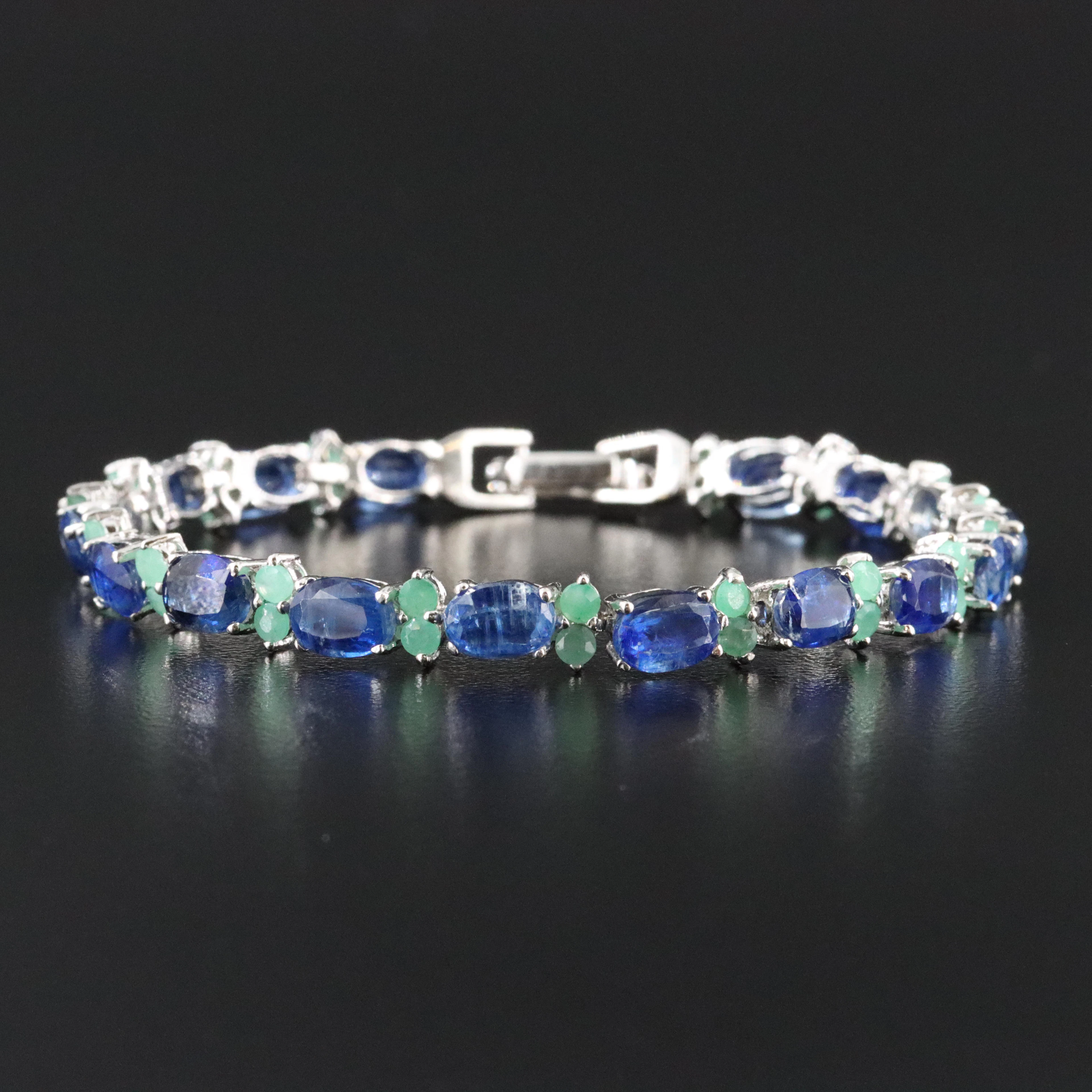 Sterling Kyanite Emerald Tennis Bracelet